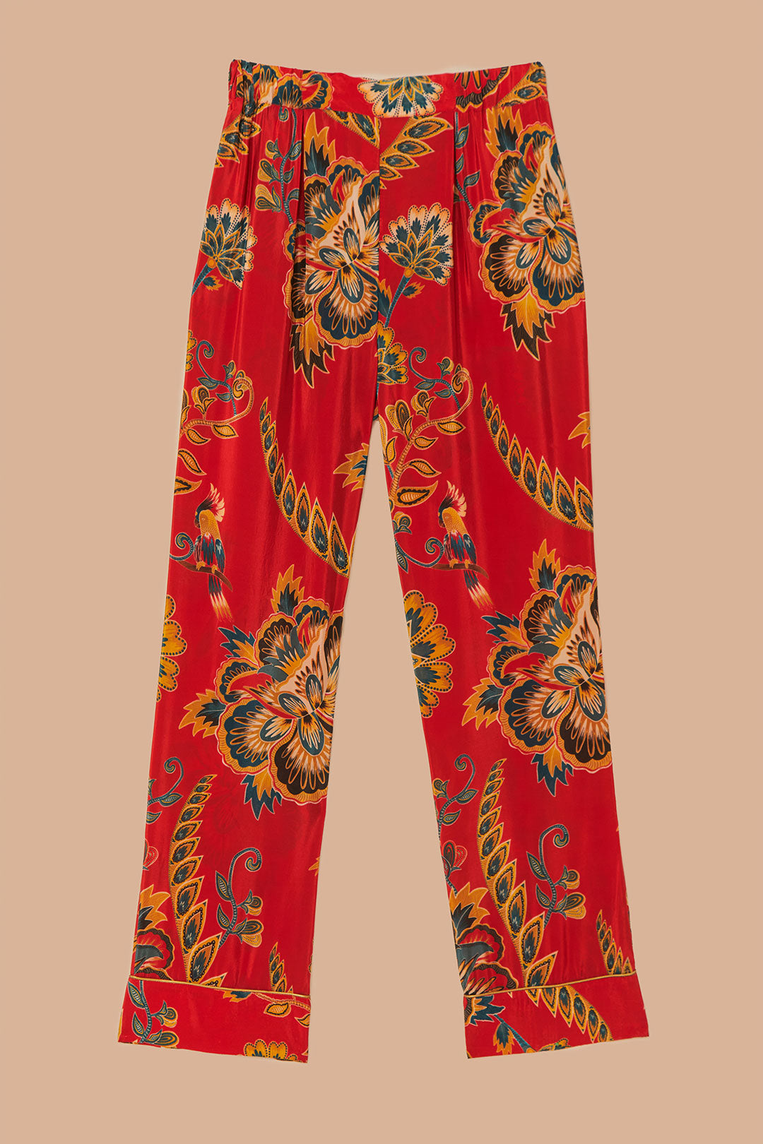 Pantalon de pyjama rouge à imprimé fleuri