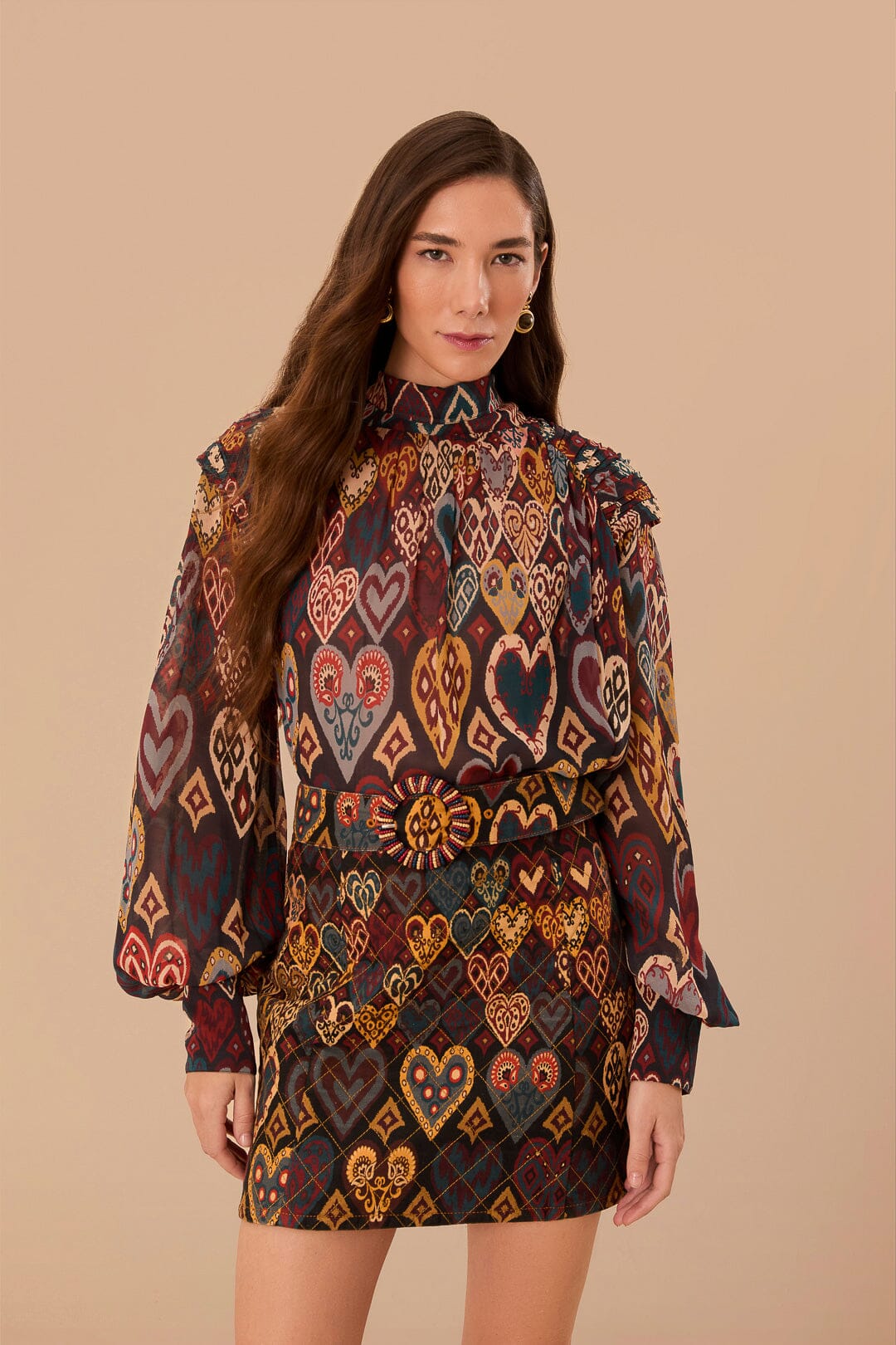 Black Hearts Ikat Mini Skirt FARM Rio Black Hearts Ikat Mini Skirt FARM Rio