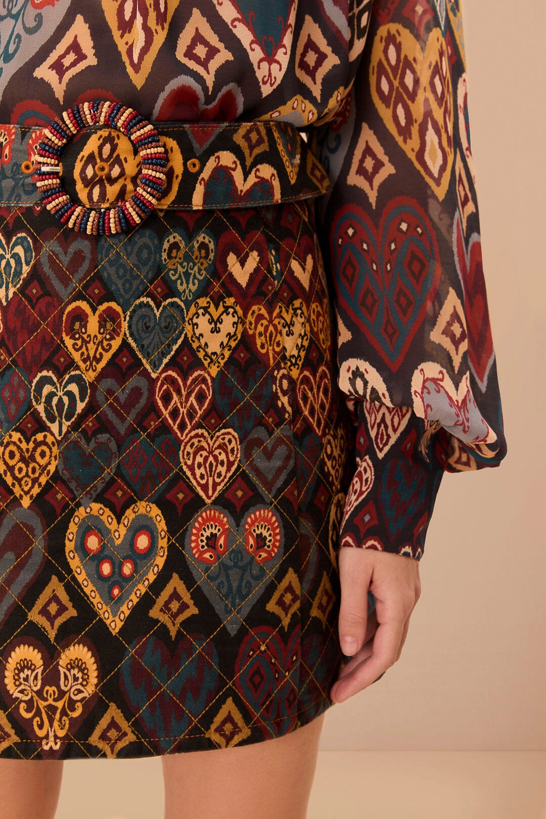 farm rio hearts ikat long-sleeve mini shirt dress Farm Rio Hearts Ikat Dress Review
