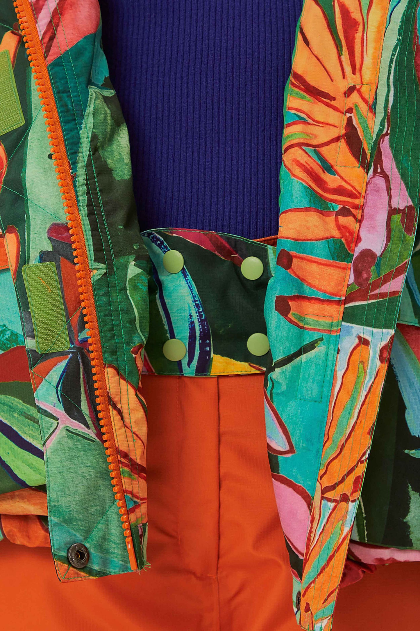 Multicolor Banana Leaves Ski Jacket