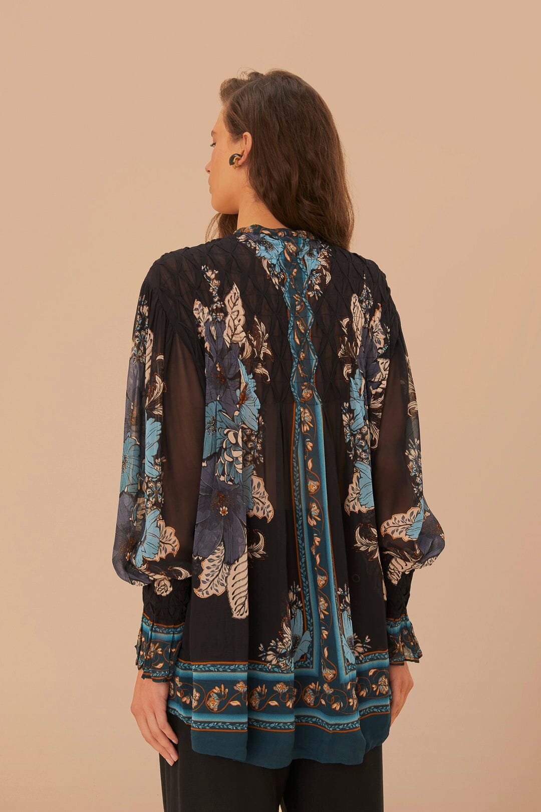 Chemisier à smocks Blossom Tapestry Black Bee