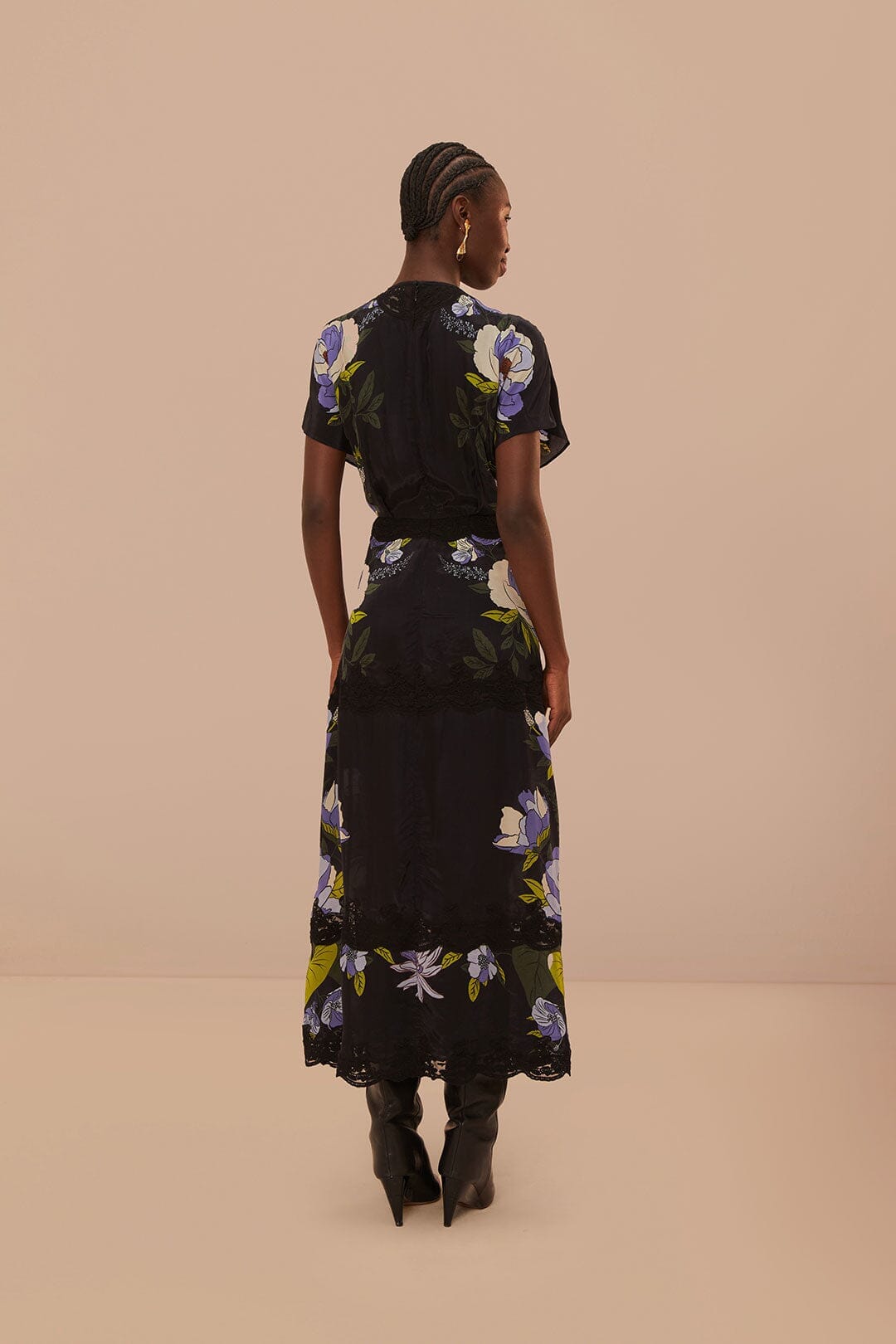 Black Soft Garden Lace Maxi Dress FARM Rio Black Soft Garden Lace Maxi Dress FARM Rio