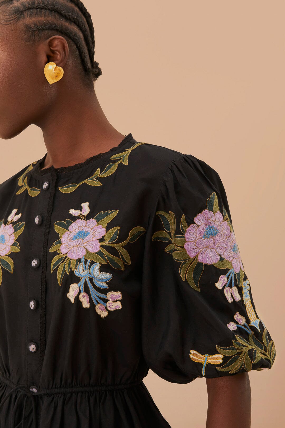 Winter Garden Embroidered Short Sleeve Blouse