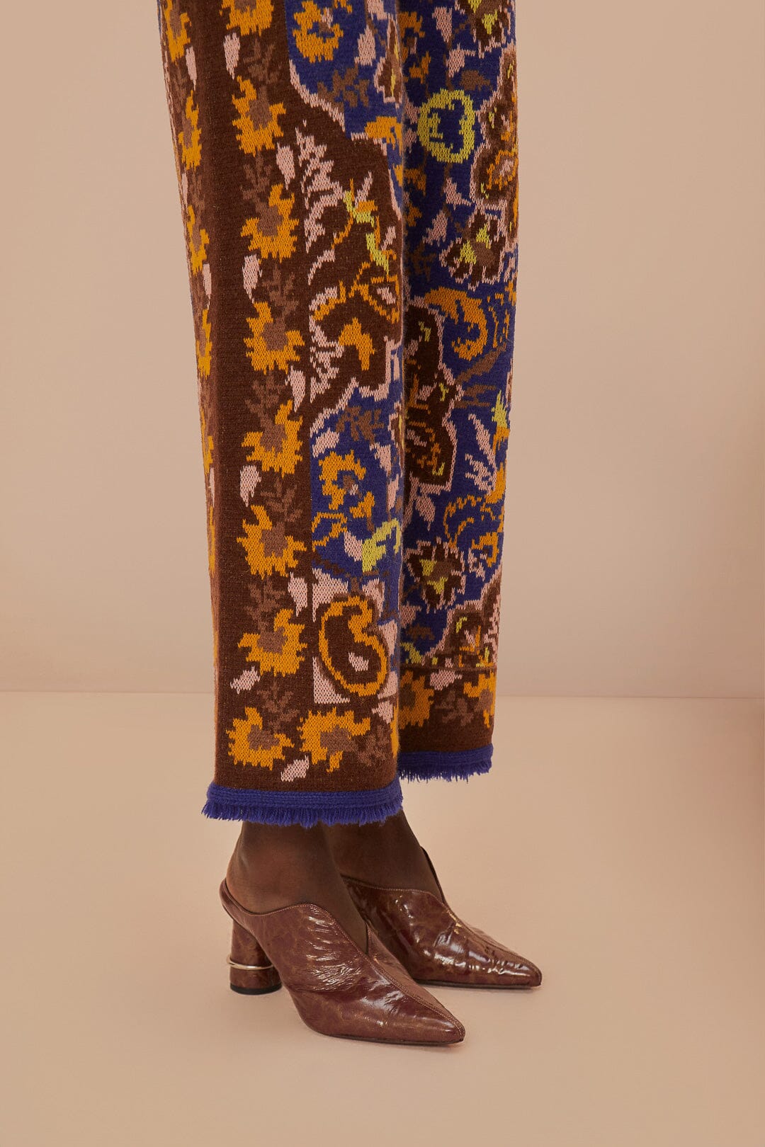 Pantalon en tricot bleu Glam Tapestry