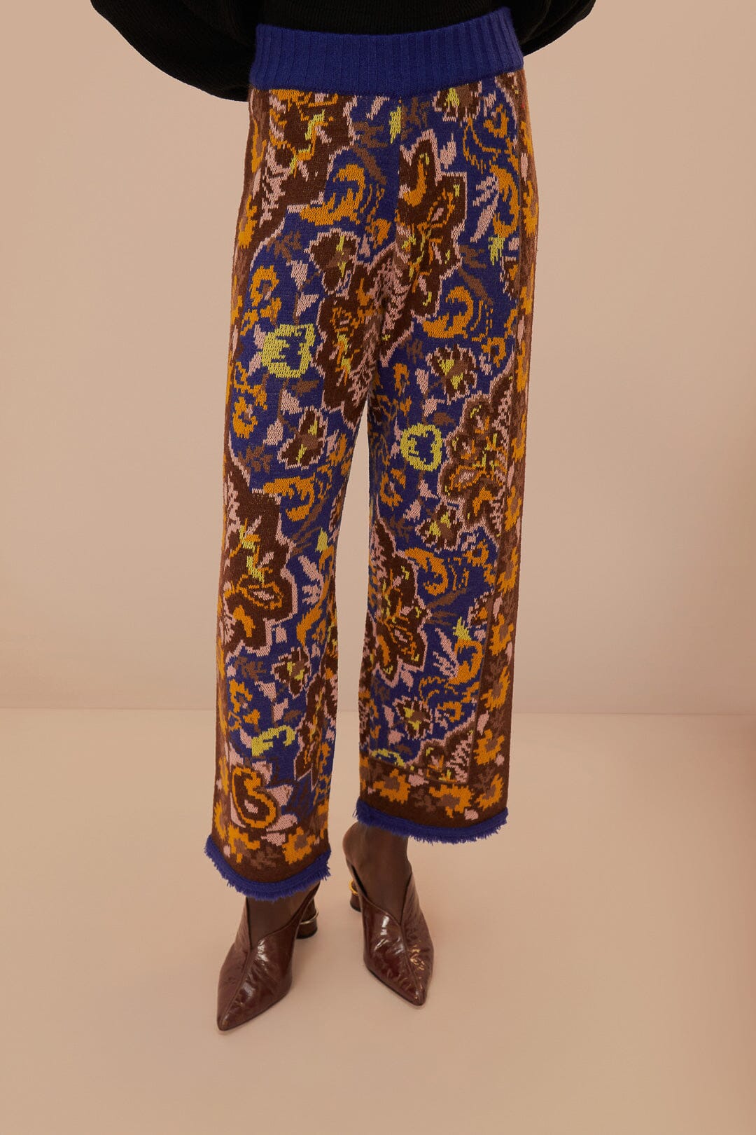 Pantalon en tricot bleu Glam Tapestry