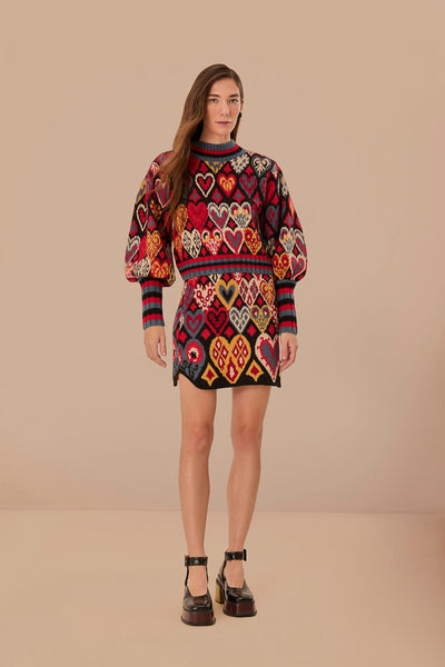 black hearts ikat mini dress Black Hearts Ikat Knit Skirt – FARM Rio