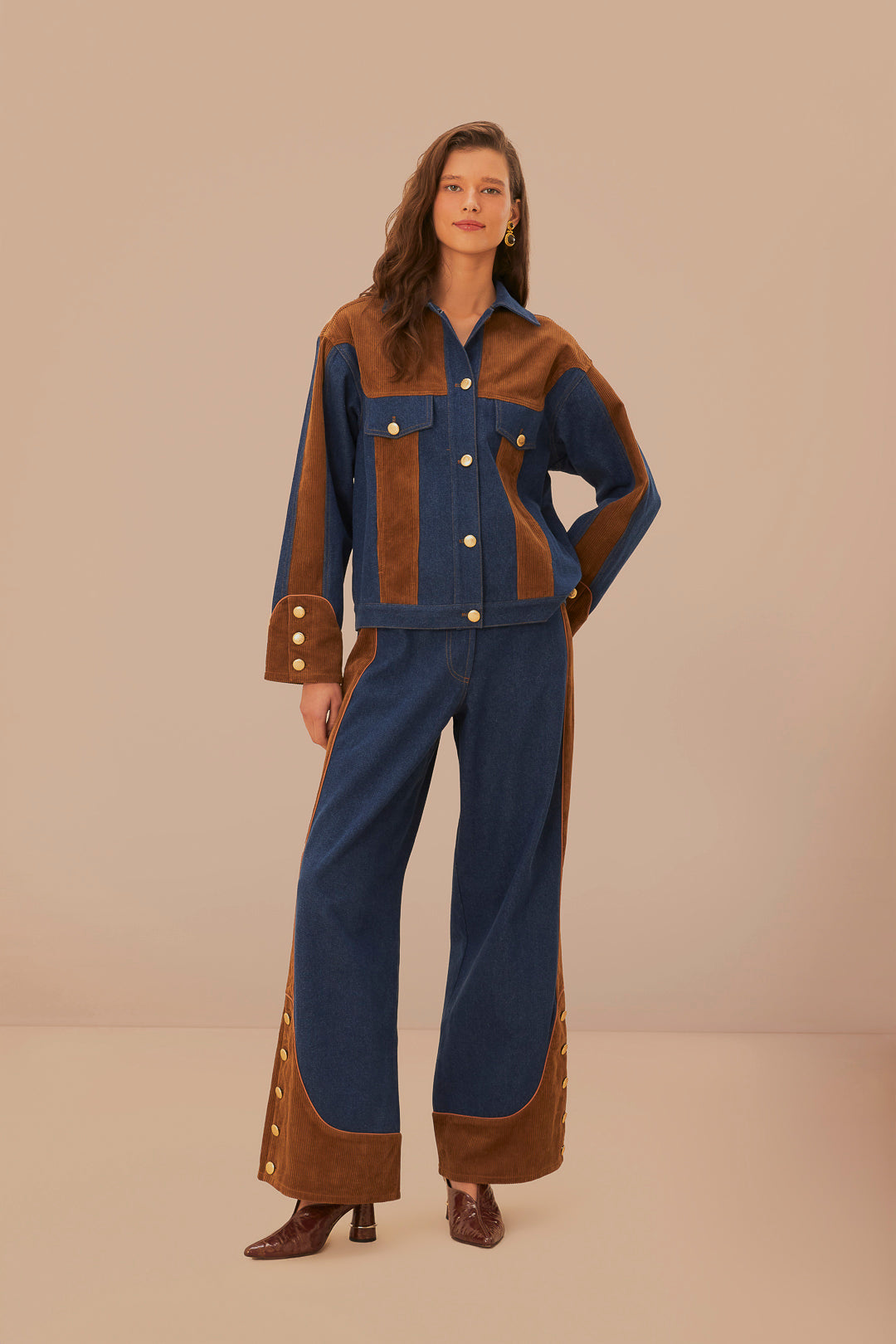 Pantalon large en denim western taille basse