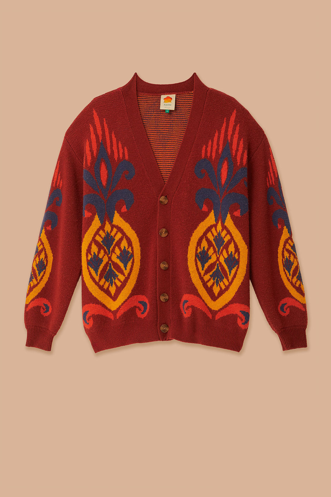 Cardigan en tricot ananas rouge