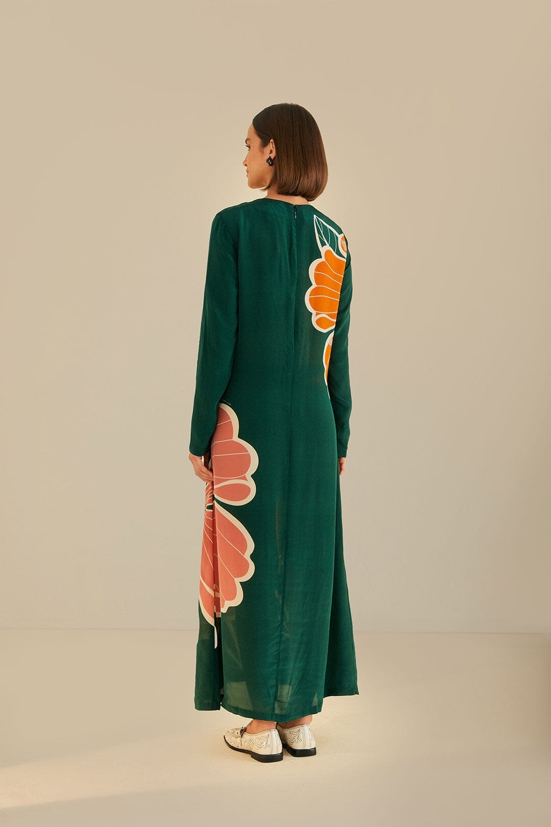 Green Honolulu Flowers Long Sleeve Maxi Dress FARM Rio Green Honolulu Flowers Long Sleeve Maxi Dress FARM Rio