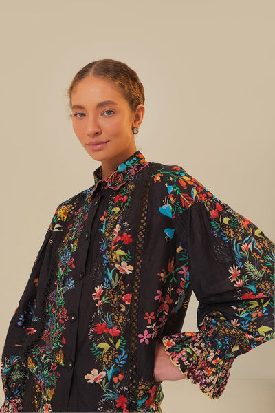 Black Delicate Forest Scarves Shirt – FARM Rio