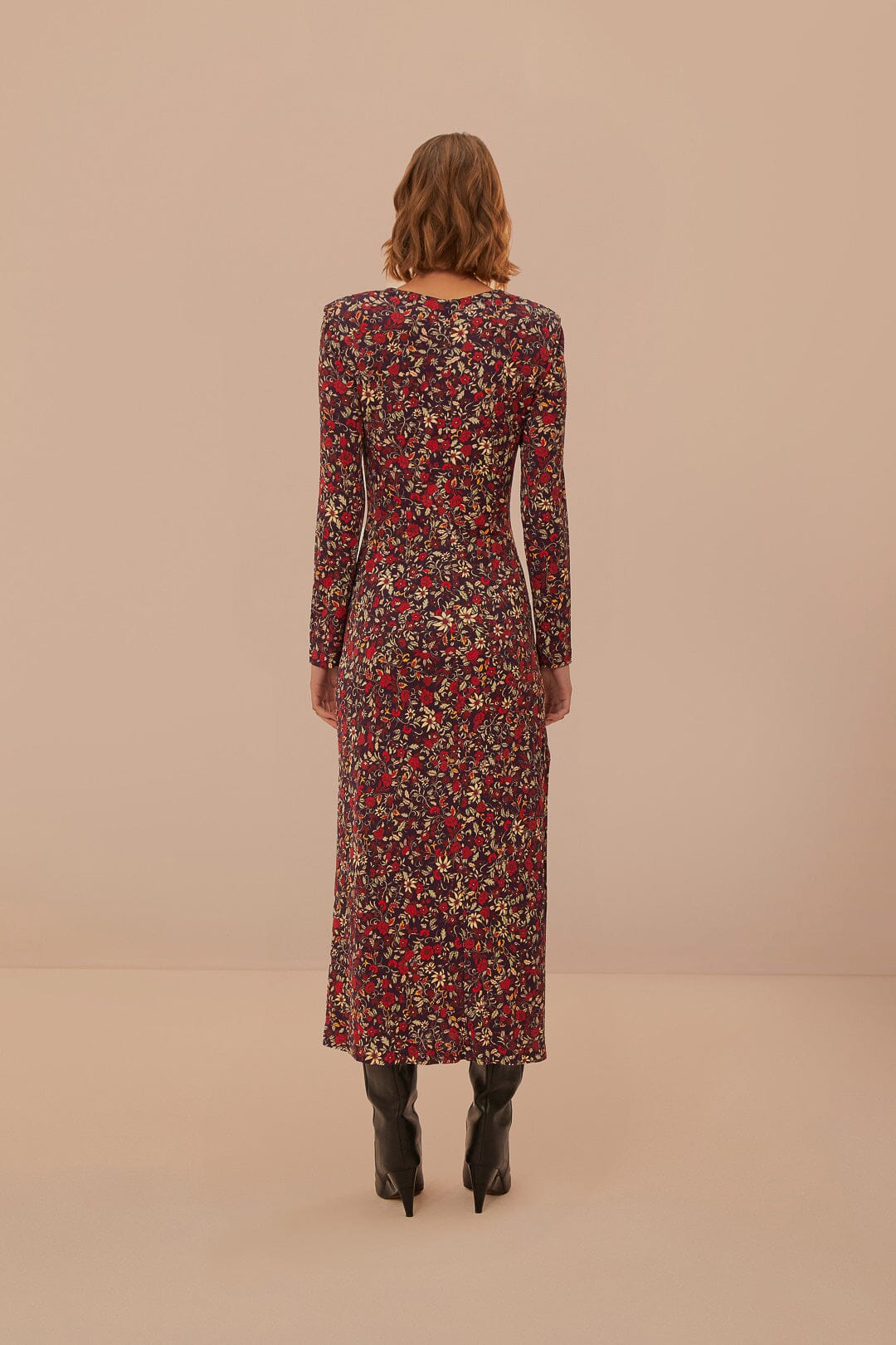 Robe longue violette à nœuds et fleurs du jardin Chelsea