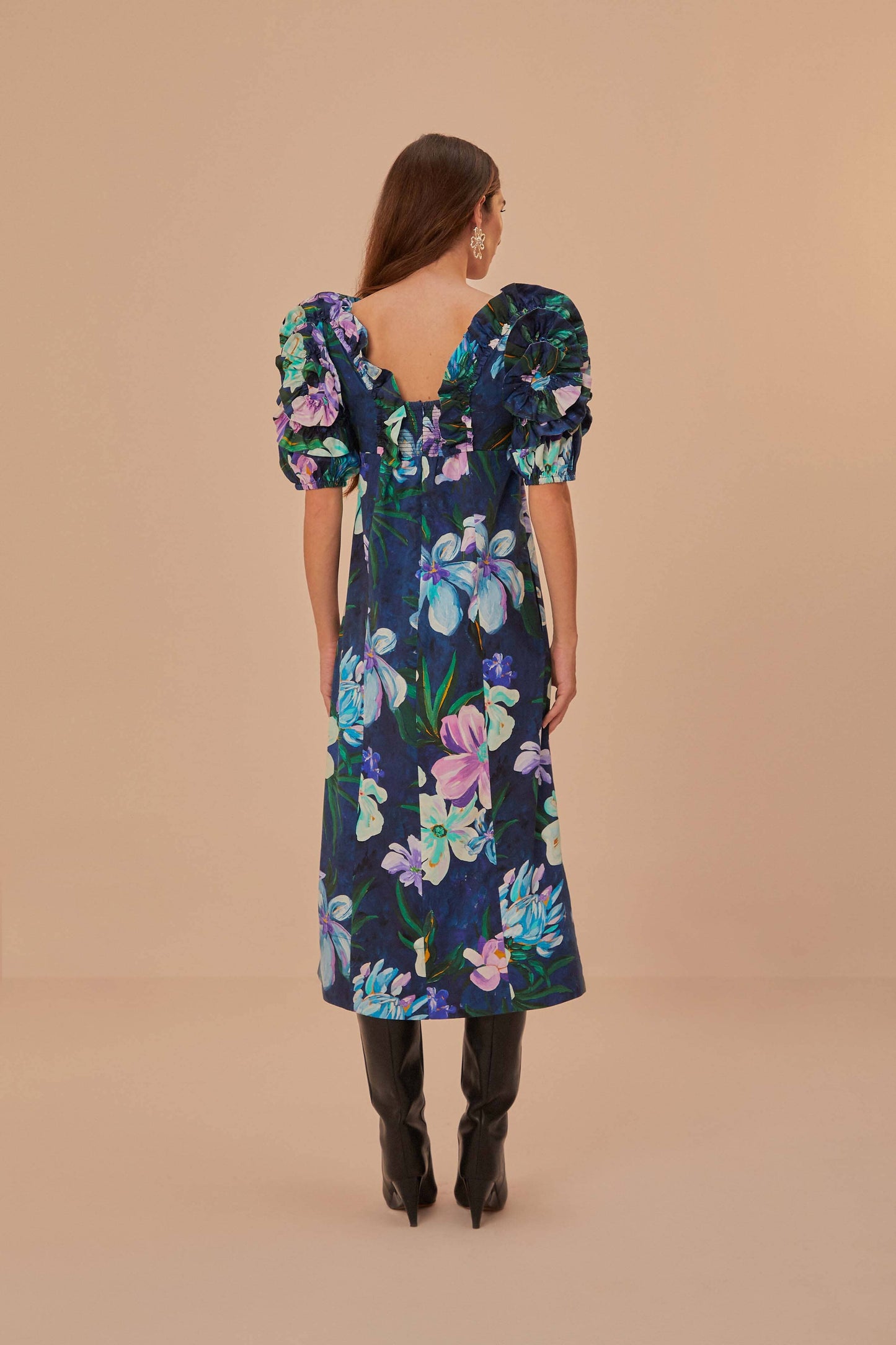 Floraline Ruffle Short Sleeve Midi Dress