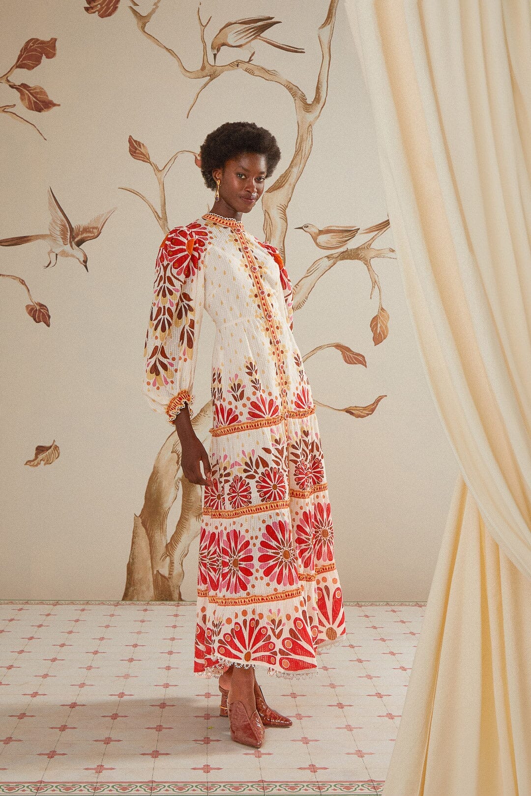 pink ainika flowers long sleeve maxi dress Ainika Flowers Long Sleeve Maxi Dress