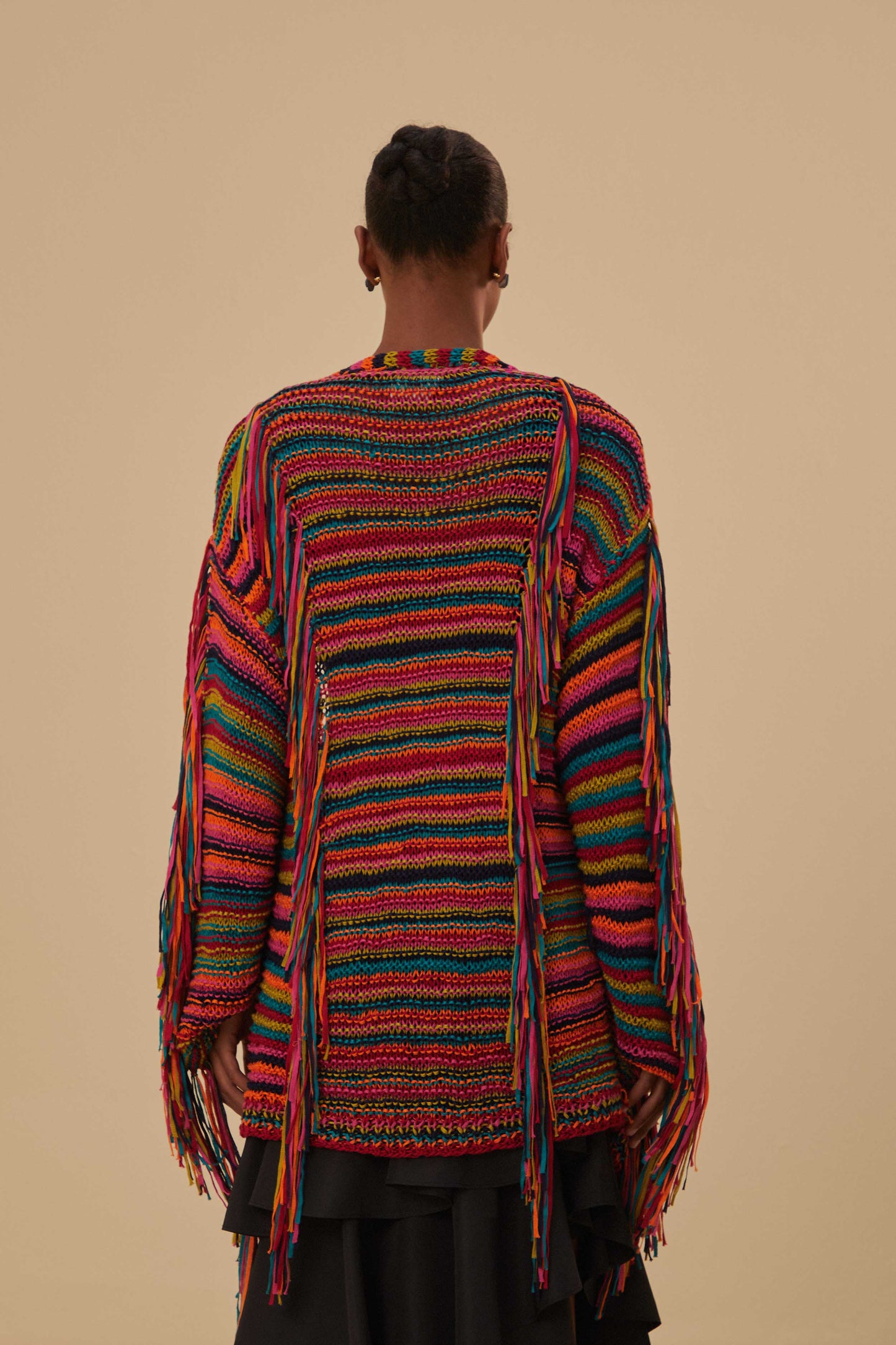 Cardigan en tricot à rayures colorées