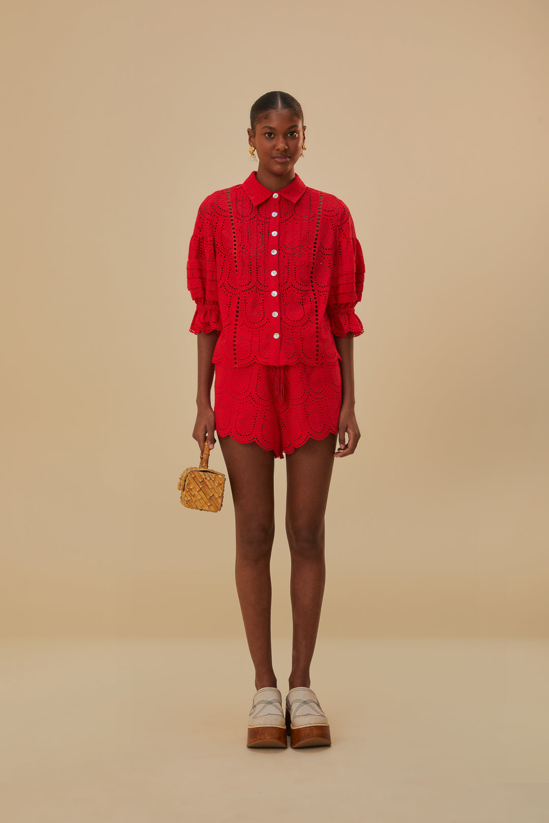 Red Pineapple Eyelet Blouse