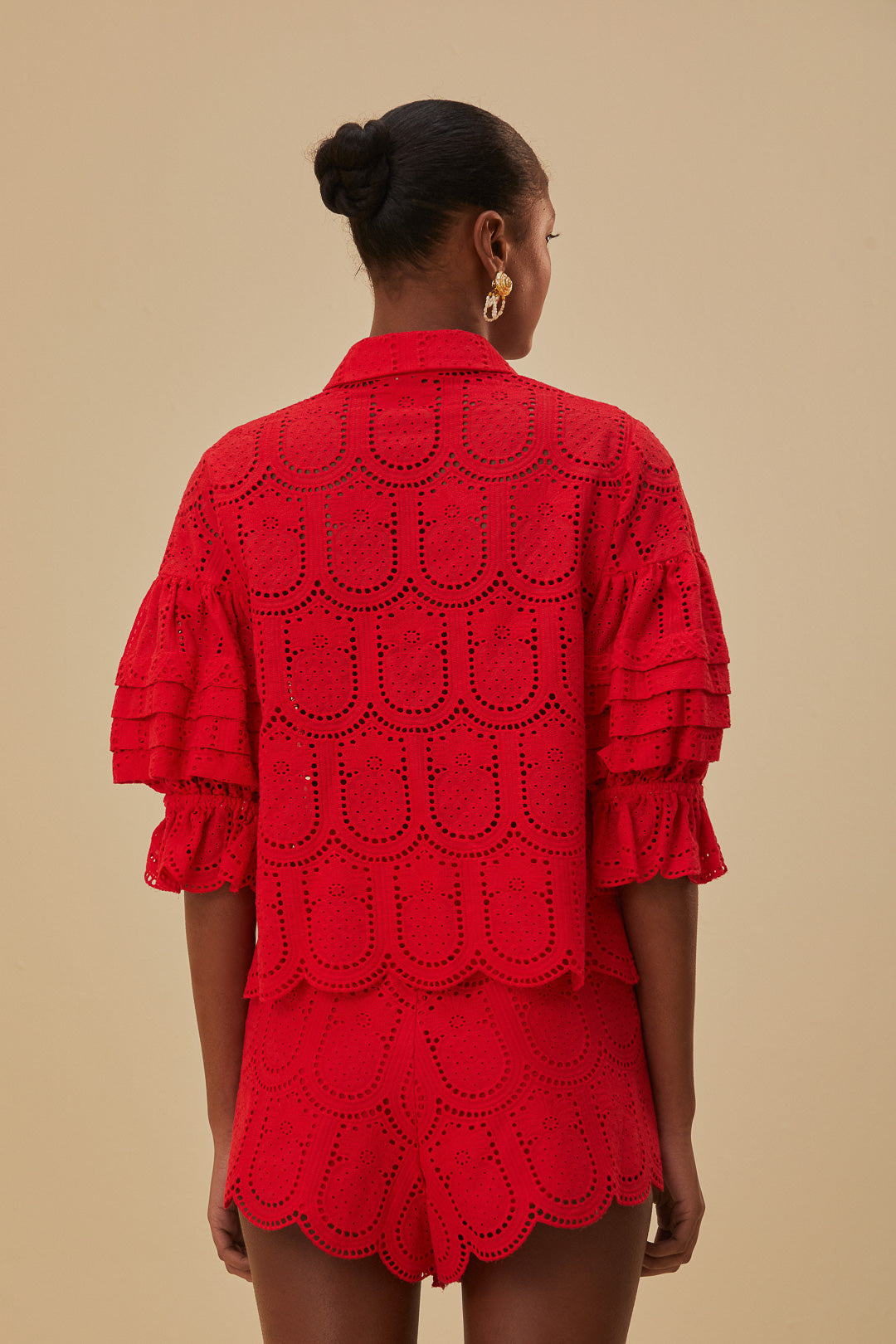 Red Pineapple Eyelet Blouse