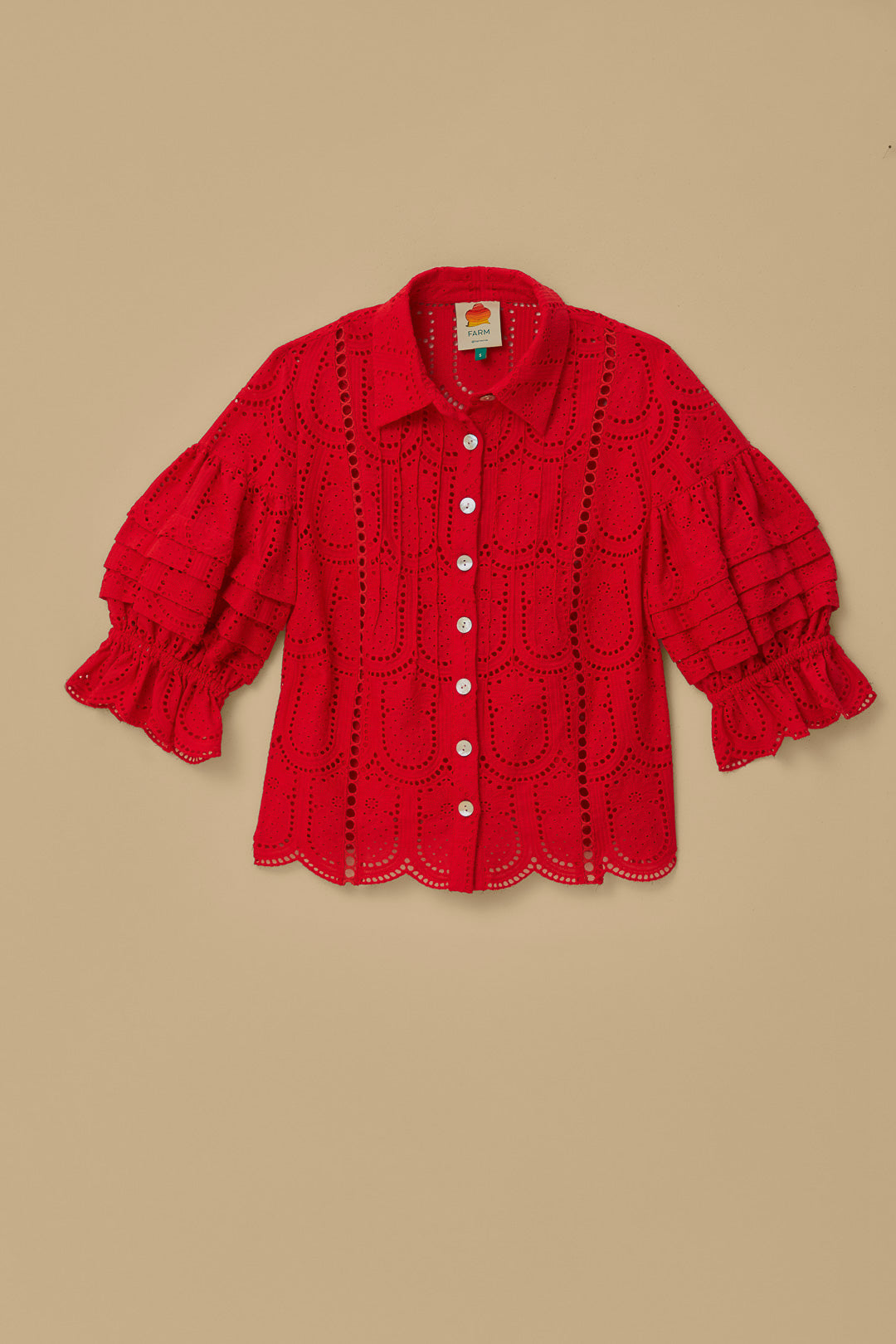 Red Pineapple Eyelet Blouse