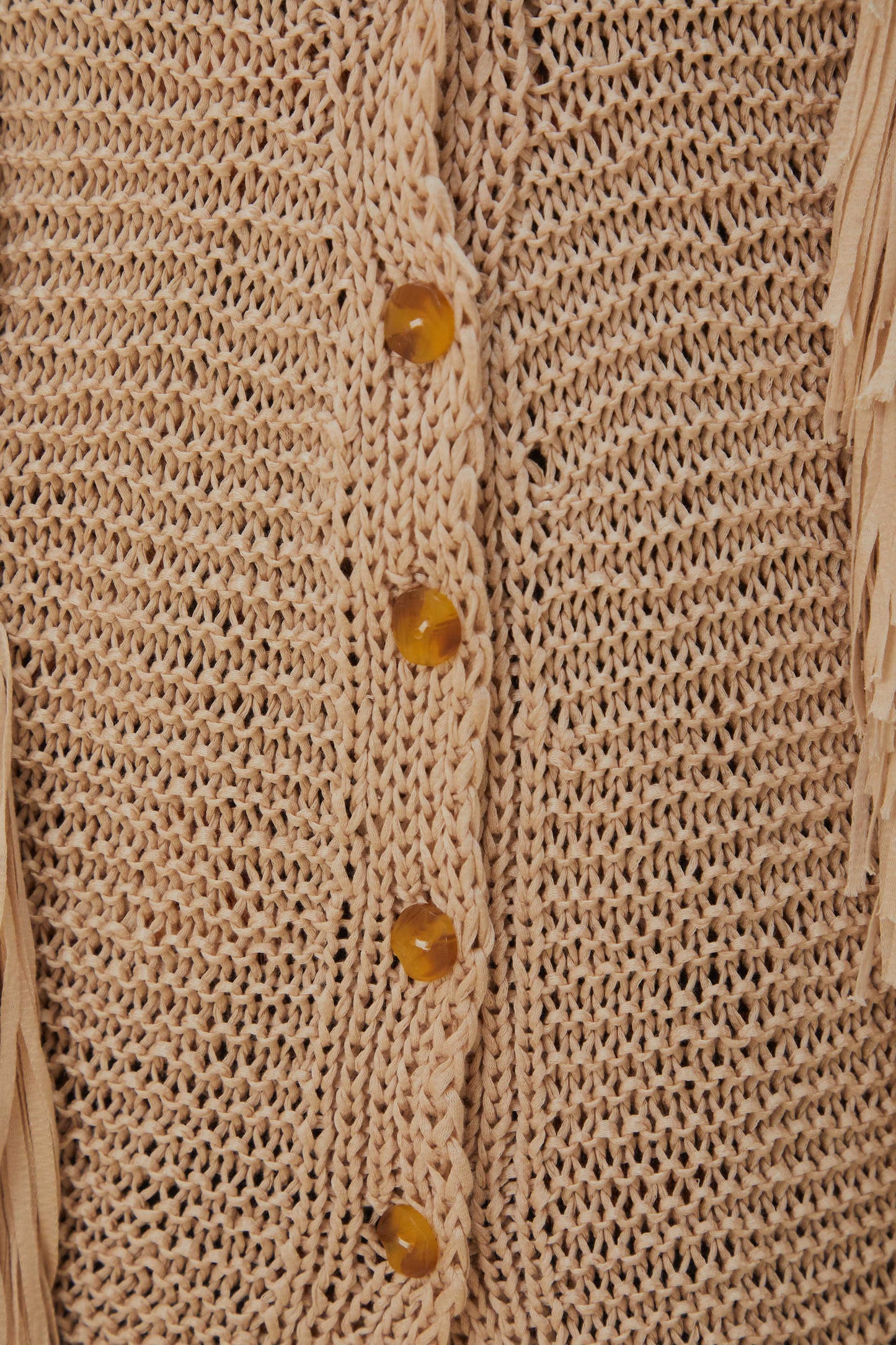 Cardigan Maille Franges Rayures Sable