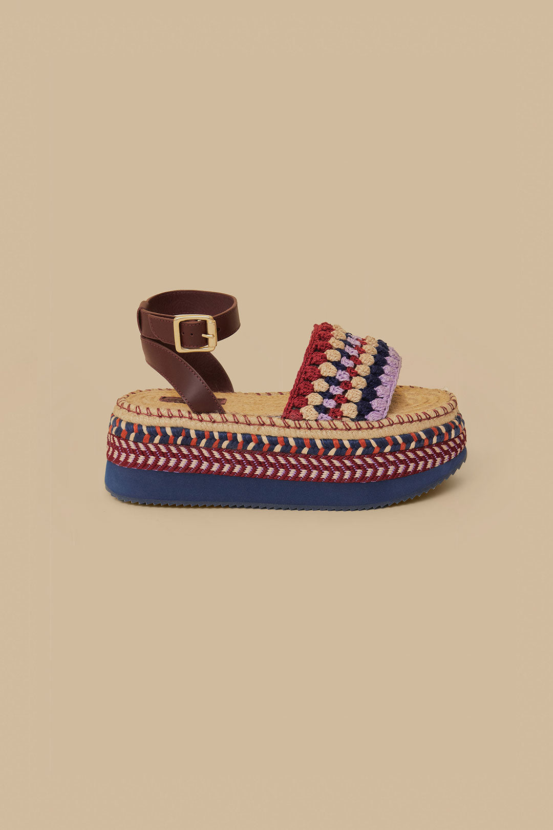 Plateforme espadrille en crochet Marsala