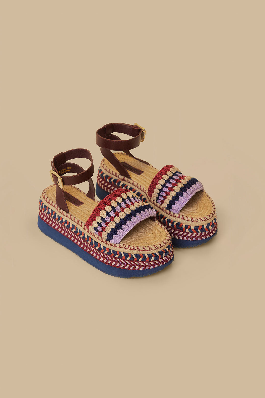 Plateforme espadrille en crochet Marsala