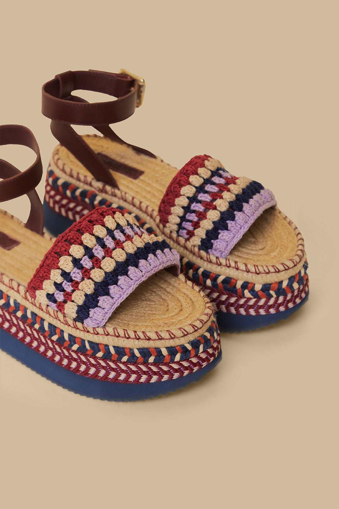 Plateforme espadrille en crochet Marsala