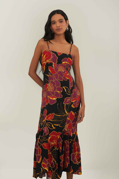 farm rio rainbow chita maxi dress Black Shiny Chita Maxi Dress – FARM Rio