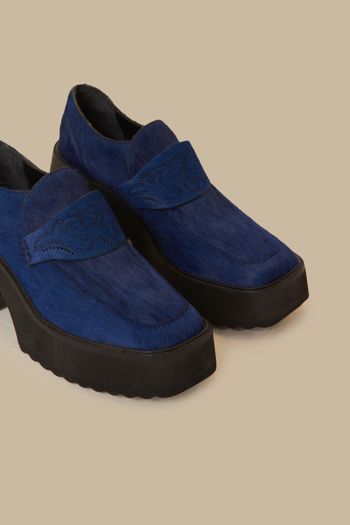 Mocassins à plateforme bleu roi