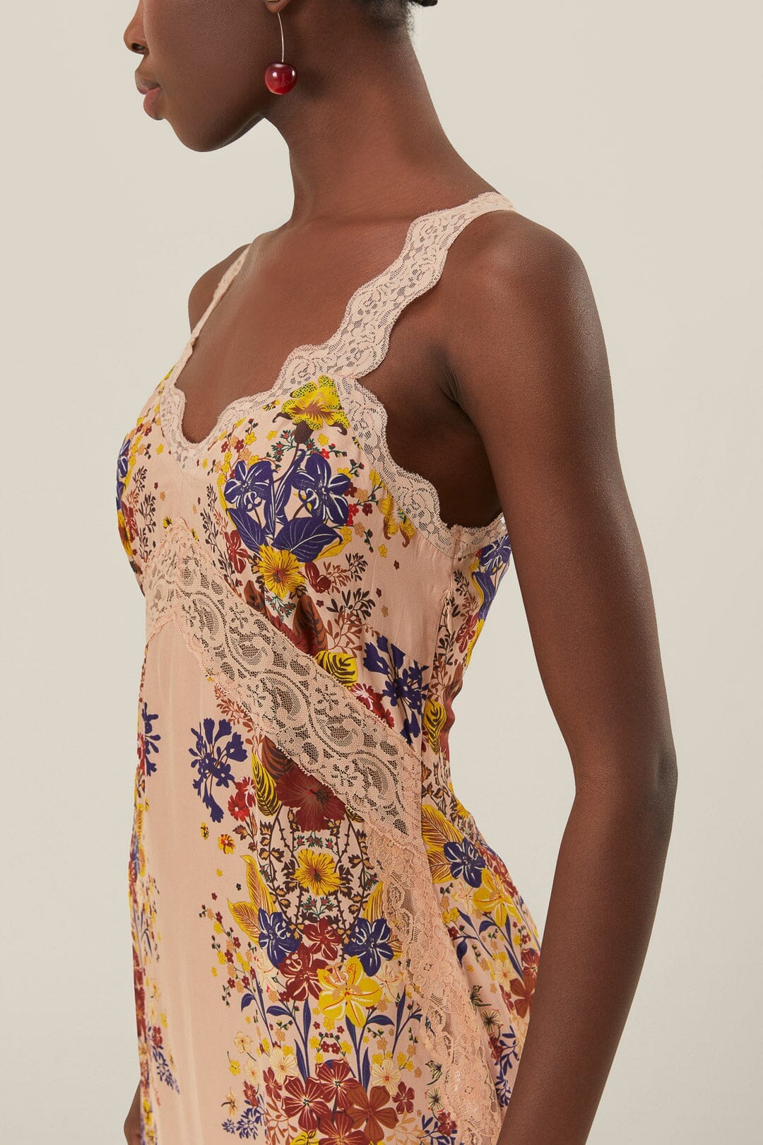 farm rio rose shaped bodice sleeveless maxi dress Farm Rio Beige Rose Shaped Bodice Sleeveless Maxi Dress