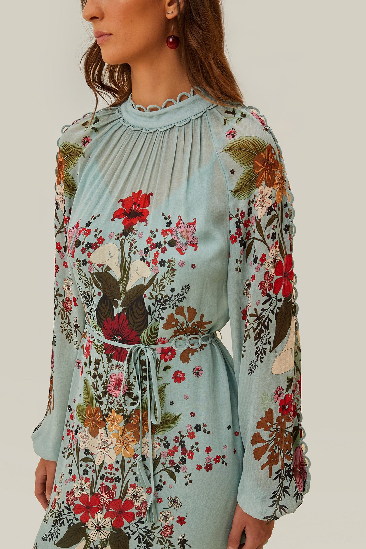 Blue Beauty Bouquet Long Sleeve Maxi Dress FARM Rio Blue Beauty Bouquet Long Sleeve Maxi Dress FARM Rio