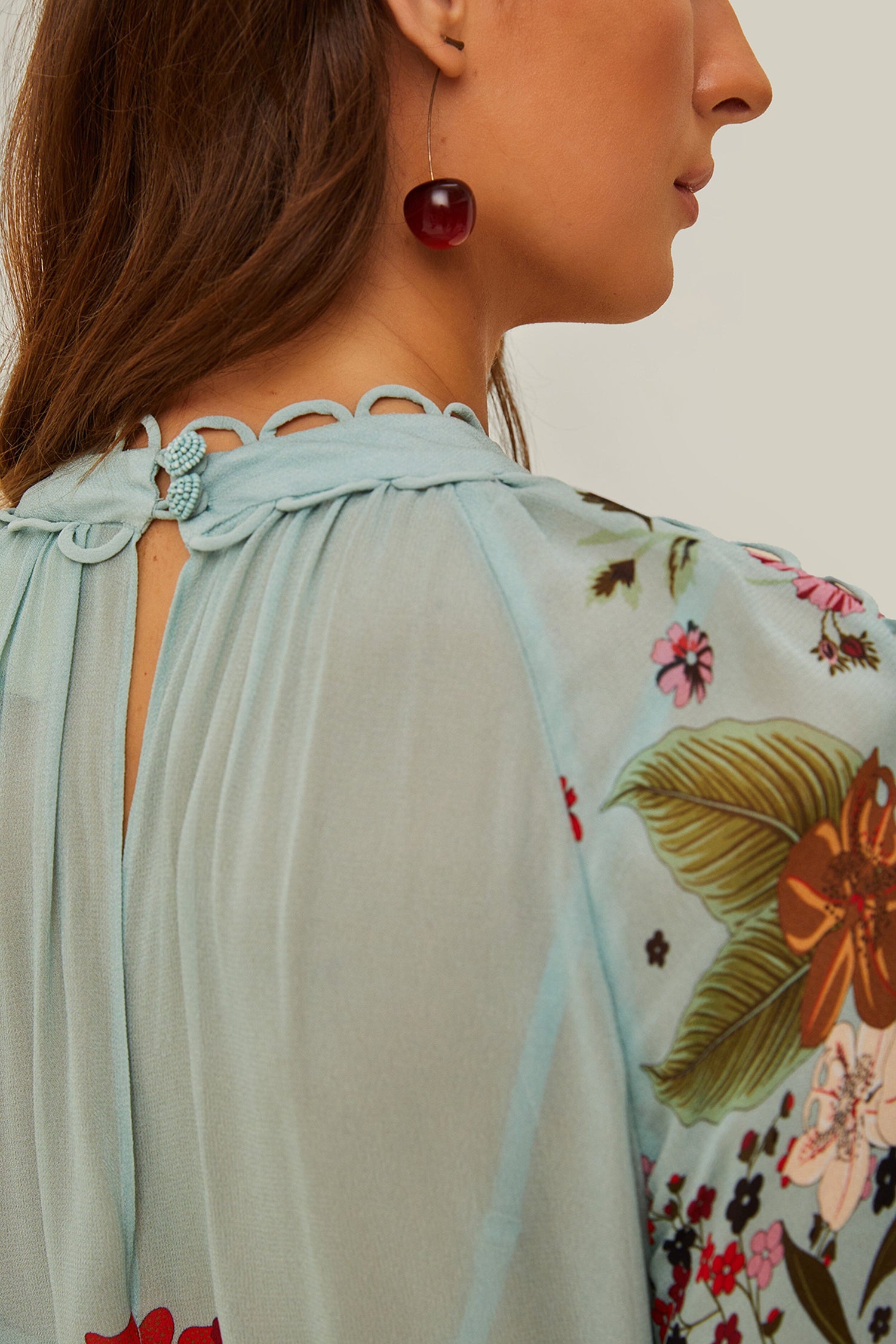 Blue Beauty Bouquet Long Sleeve Maxi Dress FARM Rio Blue Beauty Bouquet Long Sleeve Maxi Dress FARM Rio