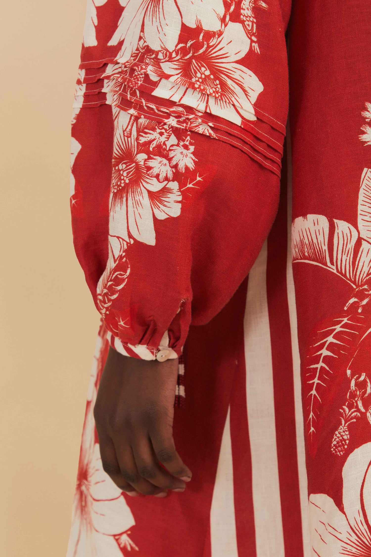 farm rio red floral chains stripes midi dress FARM RIO | Delicate Floral Stripes Maxi Dress in Mulitcolor