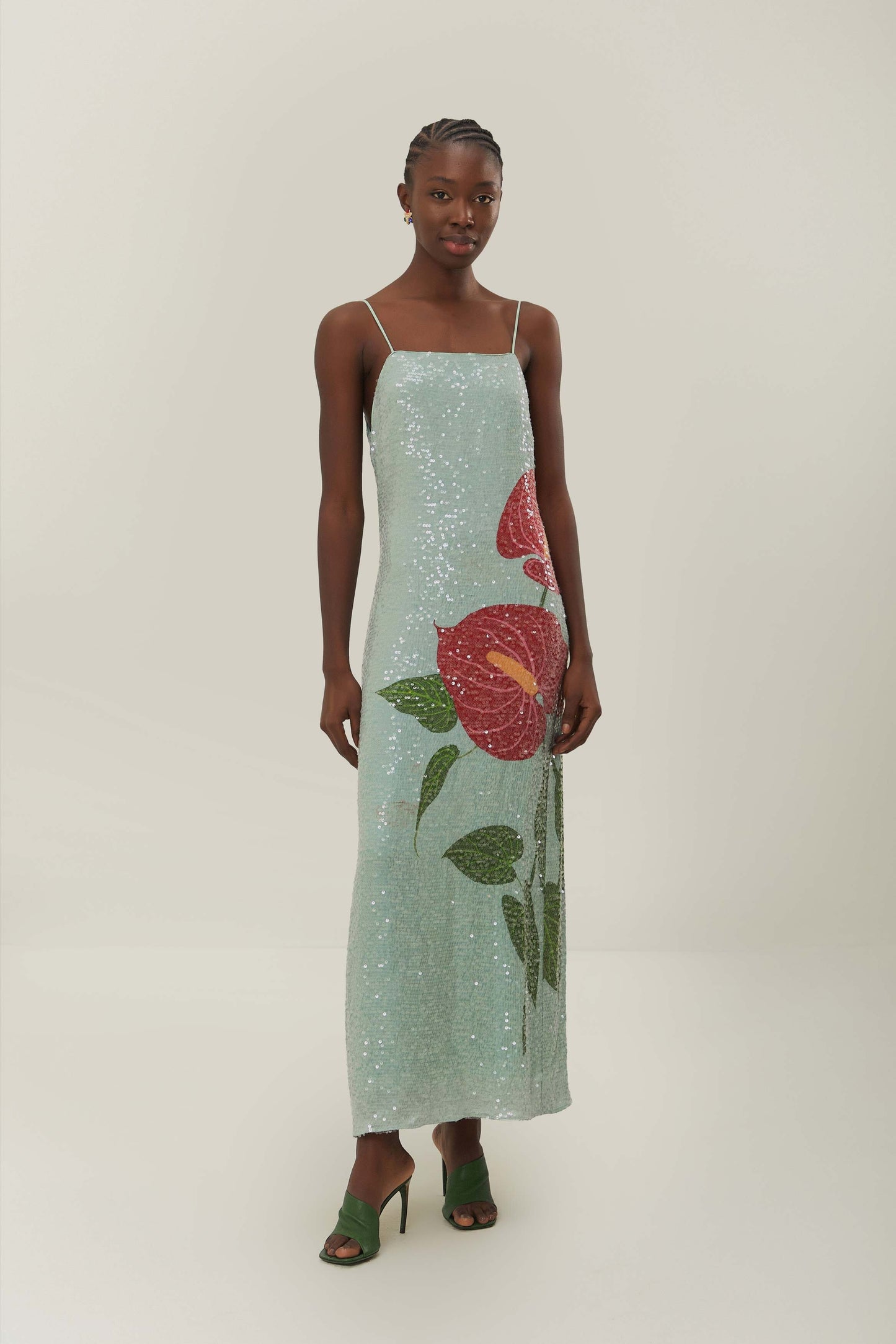 Blue Anthurium Flowers Slip Maxi Dress FARM Rio Blue Anthurium Flowers Slip Maxi Dress FARM Rio
