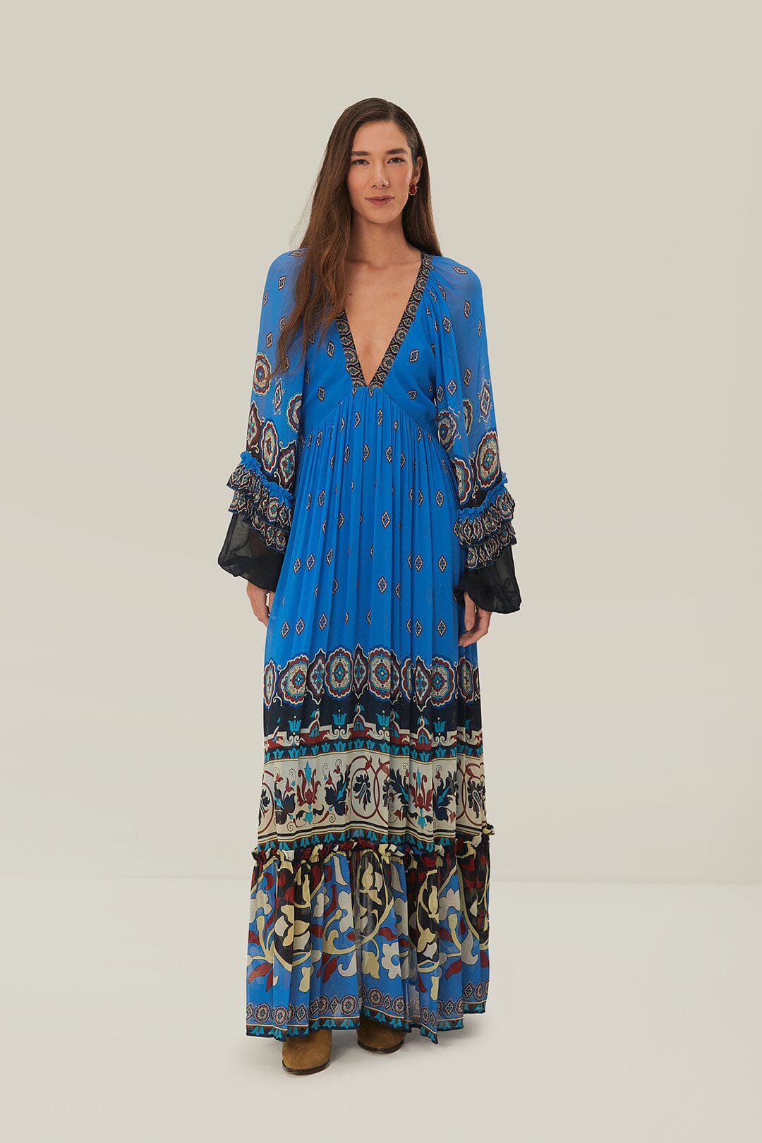 Blue Ainika Tiles Maxi Dress