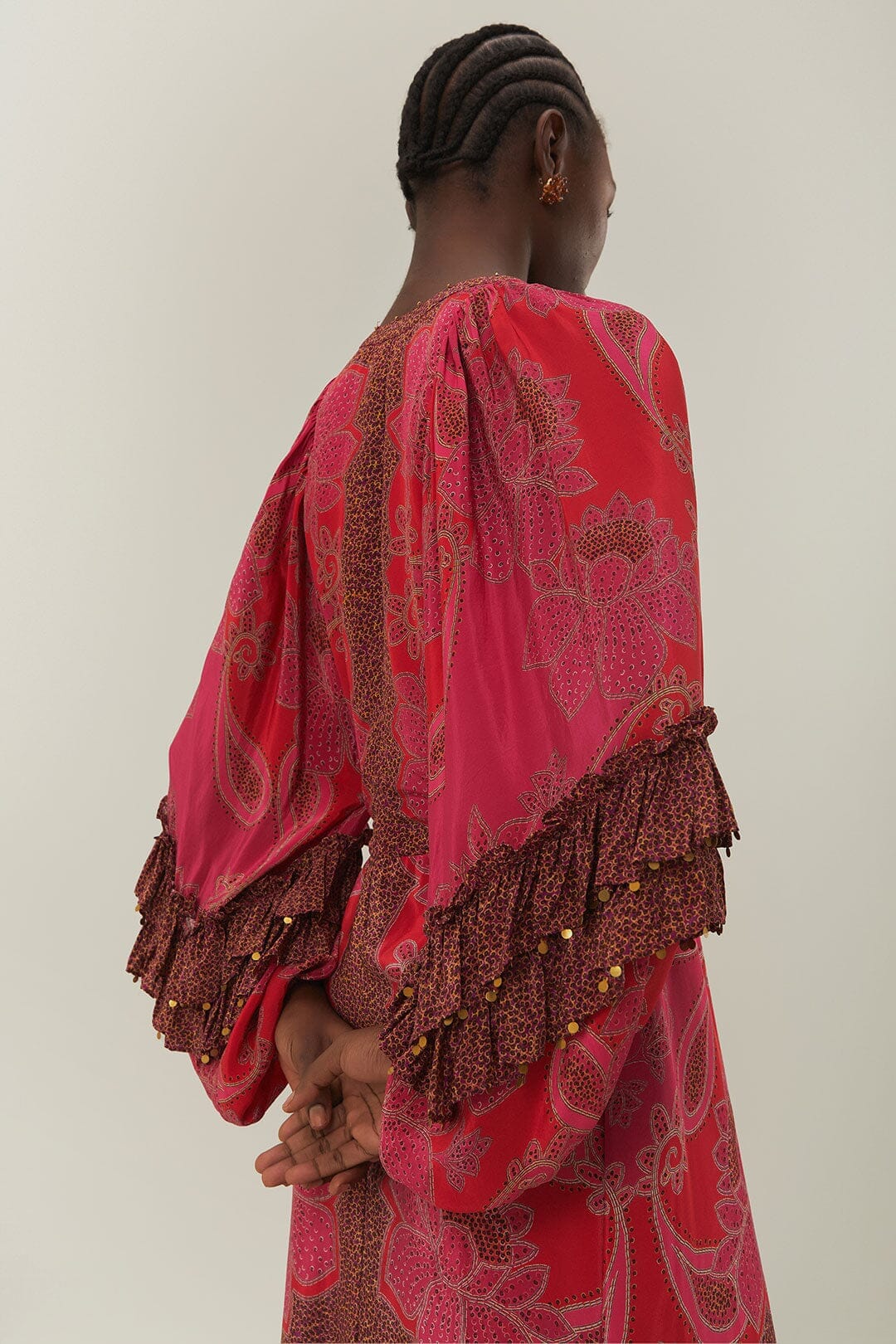Pink Floral Glam Scarf Maxi Dress FARM Rio Pink Floral Glam Scarf Maxi Dress FARM Rio