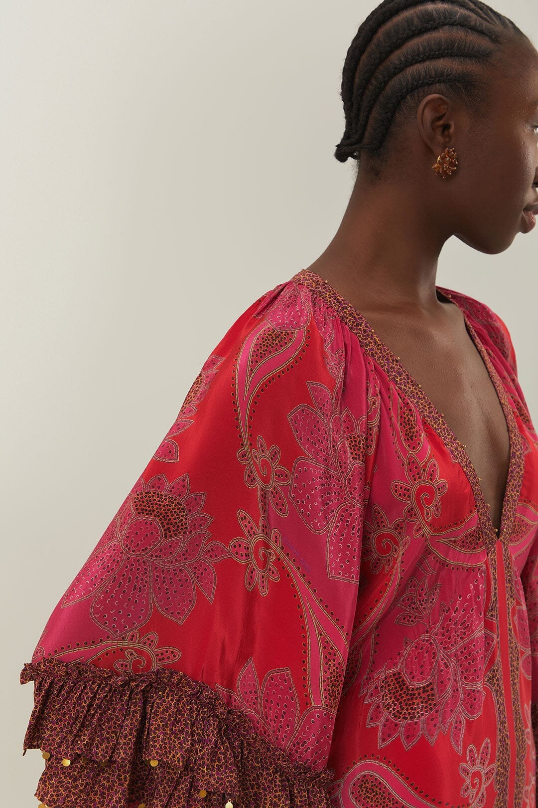 Pink Floral Glam Scarf Maxi Dress FARM Rio Pink Floral Glam Scarf Maxi Dress FARM Rio