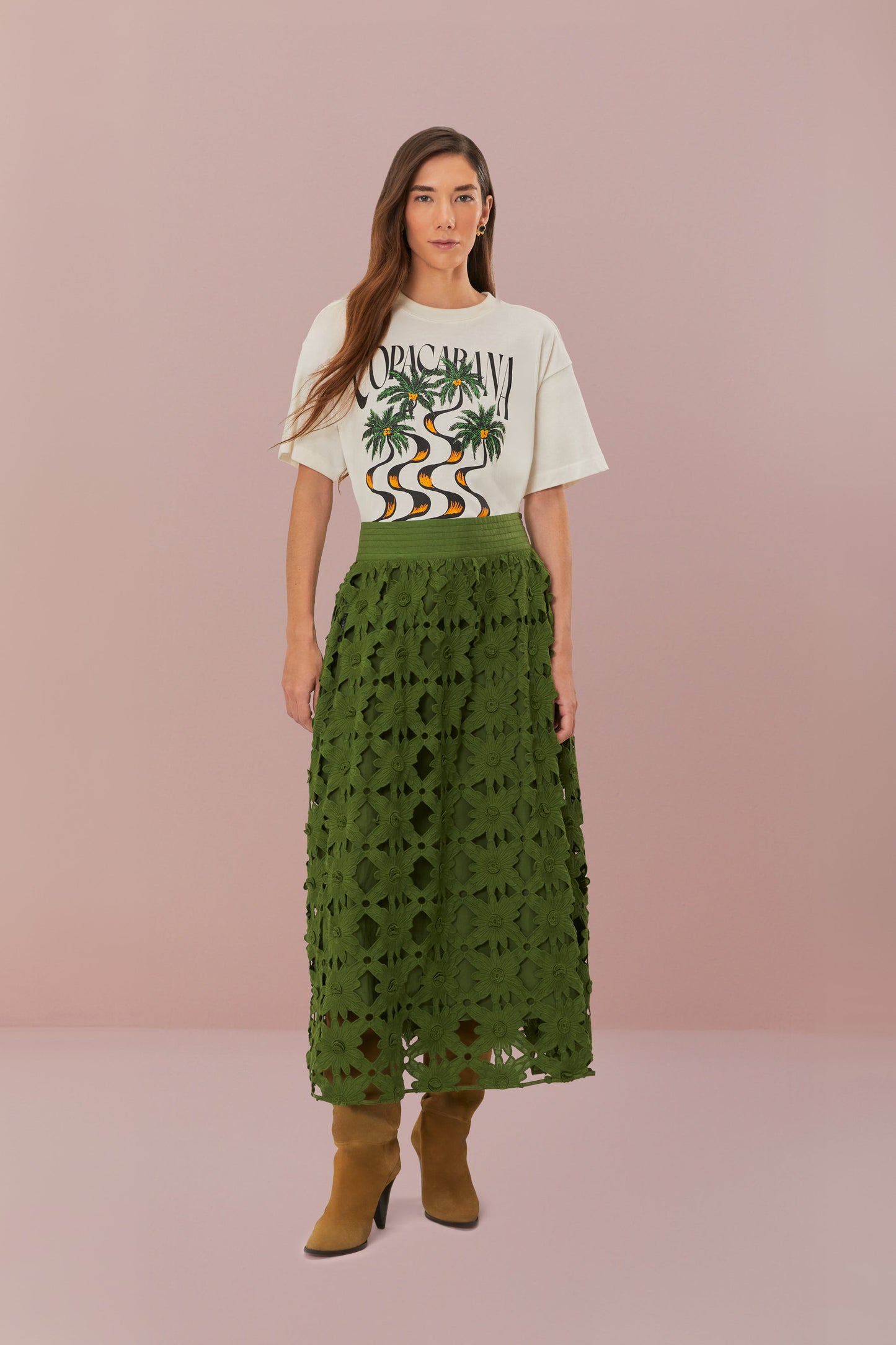 Green Richelieu Midi Skirt