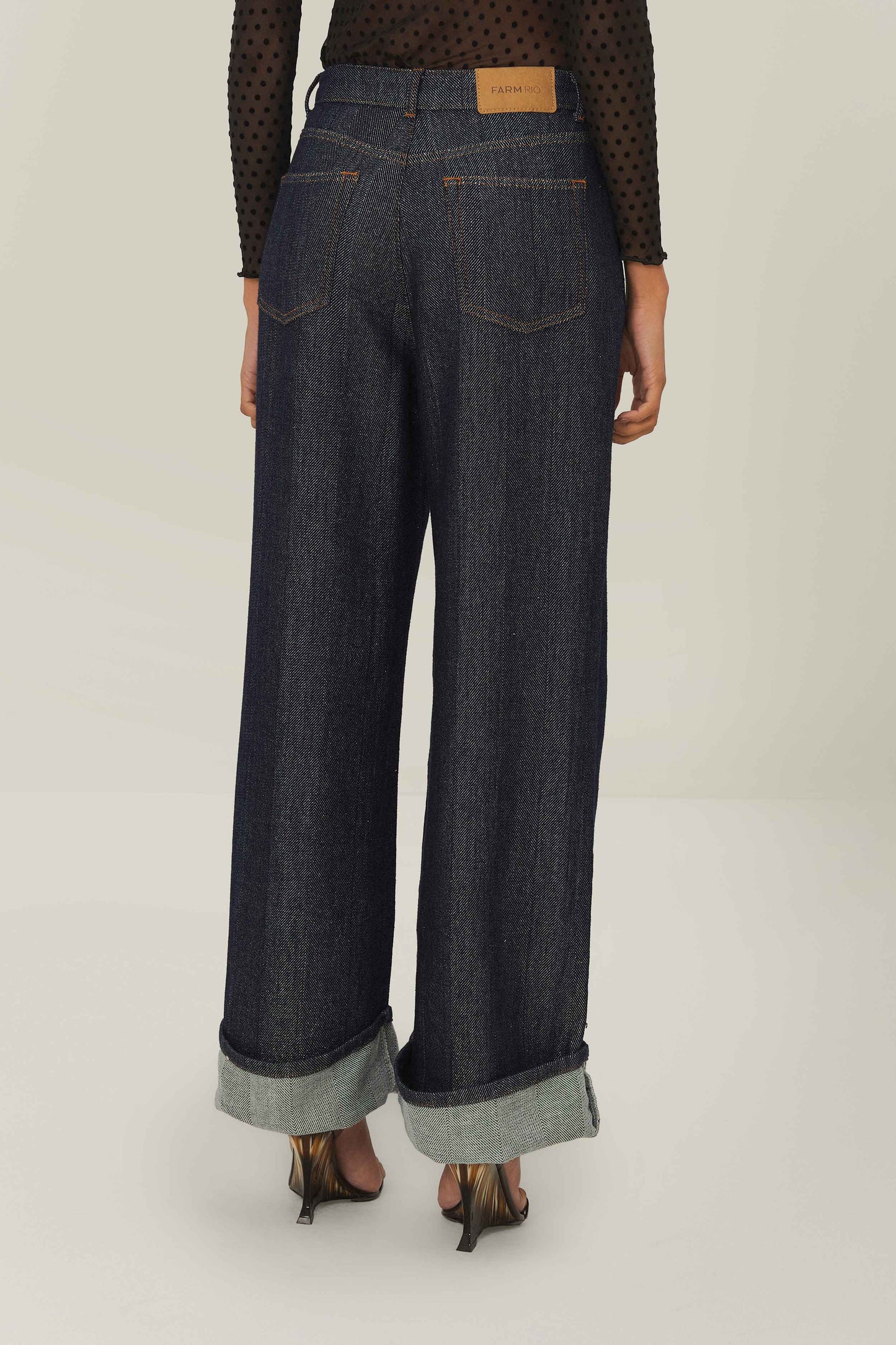 Denim Shine Wide Pants High Waist