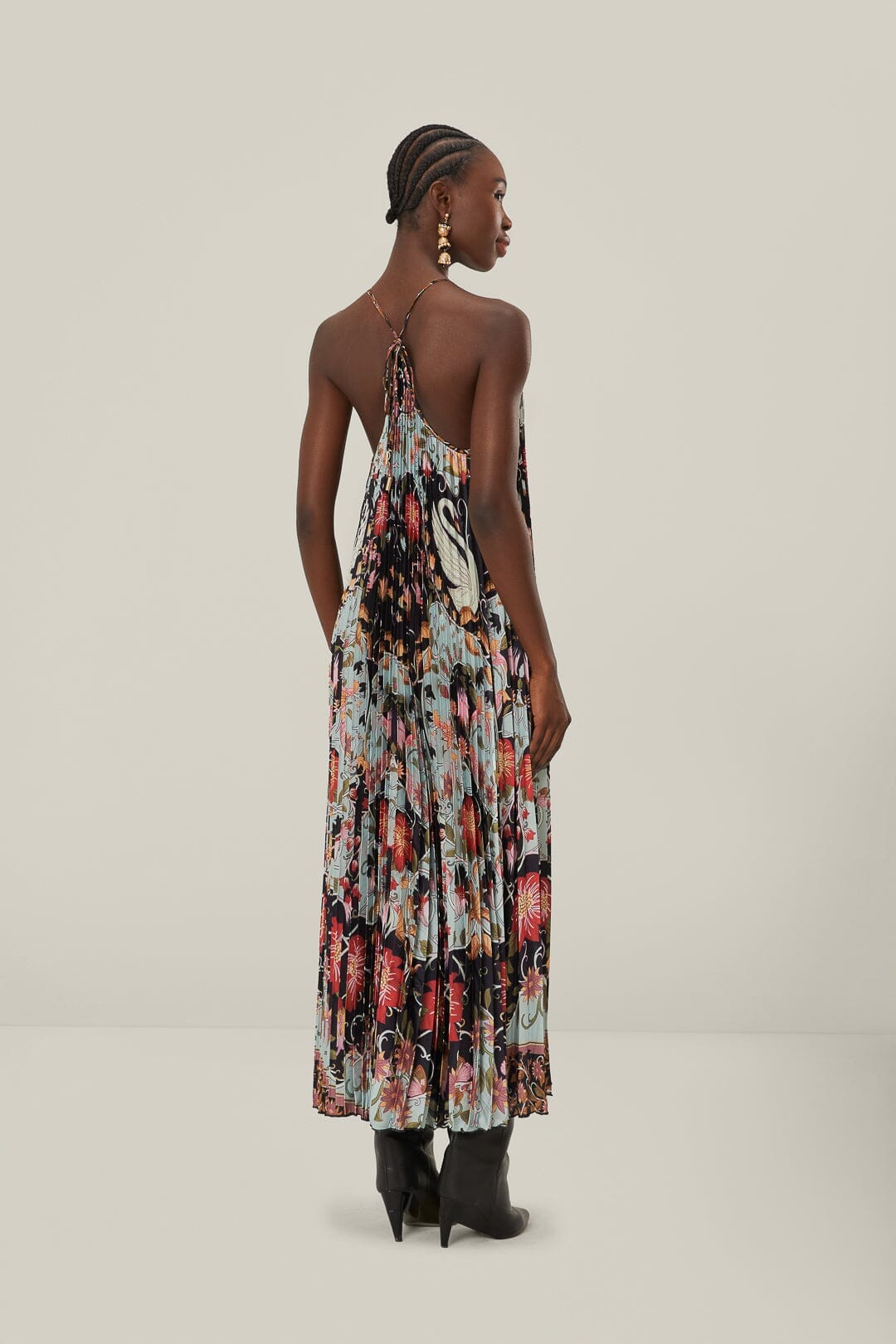 Blue Flowing Beauty Pleated Sleeveless Midi Dress FARM Rio Blue Flowing Beauty Pleated Sleeveless Midi Dress FARM Rio