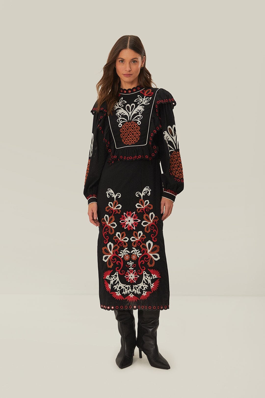 Cashew Mandala Richilieu Long Sleeve Maxi Dress – FARM Rio
