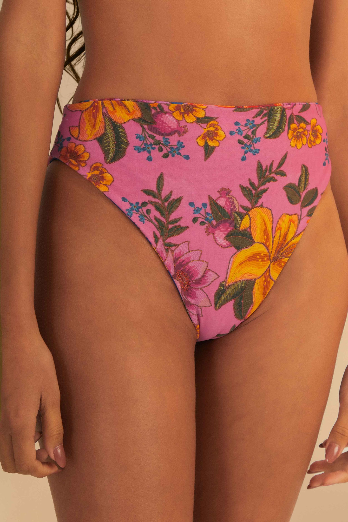 Multicolor Summer Fruit High Waist Bikini Bottom