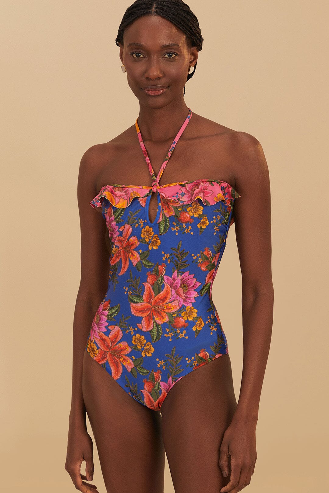 Blue Summer Fruit One-Piece Swimsuit