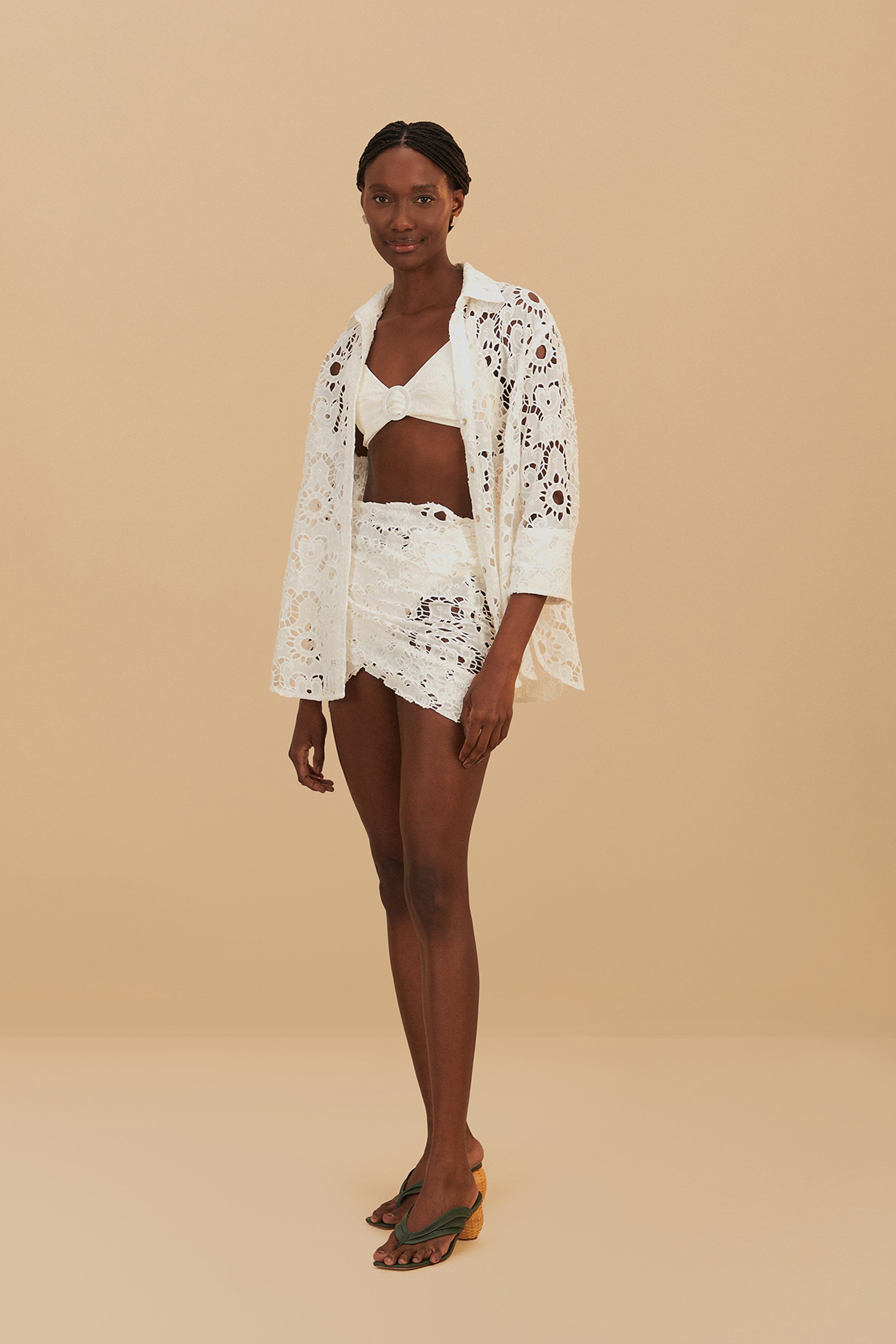 White Sun Eyelet Wrap Mini Skirt – FARM Rio