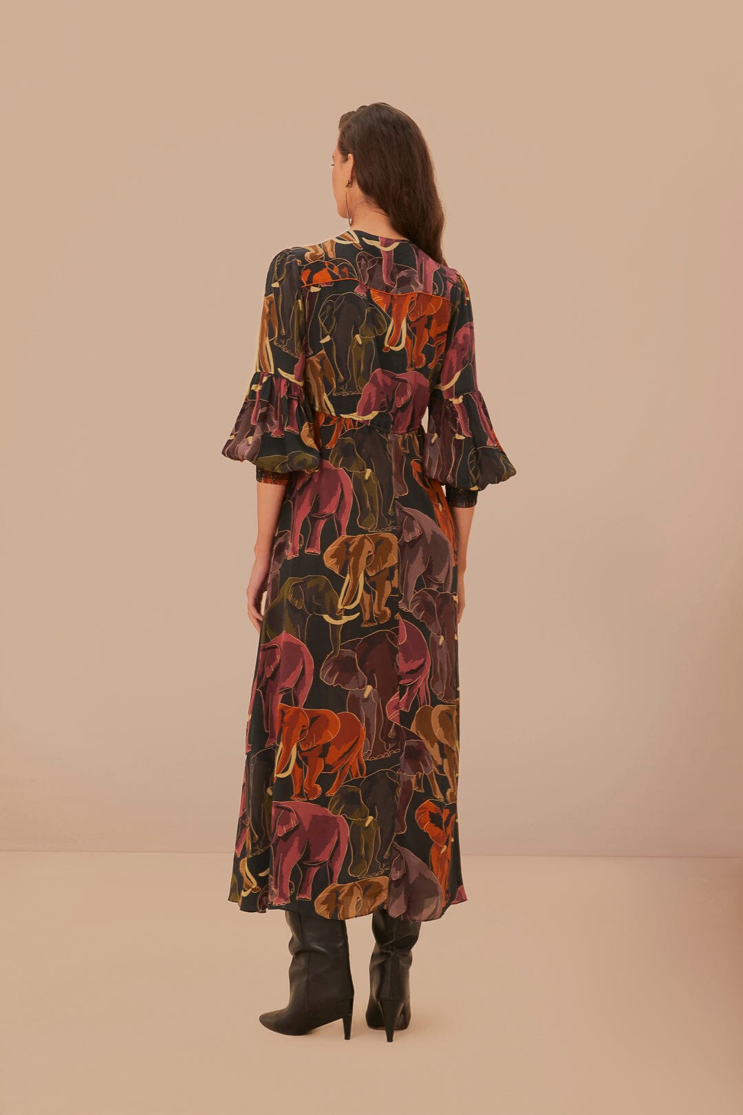 elephant print maxi dress Plus Size Rainbow Elephant Smocked Maxi Dress in Green