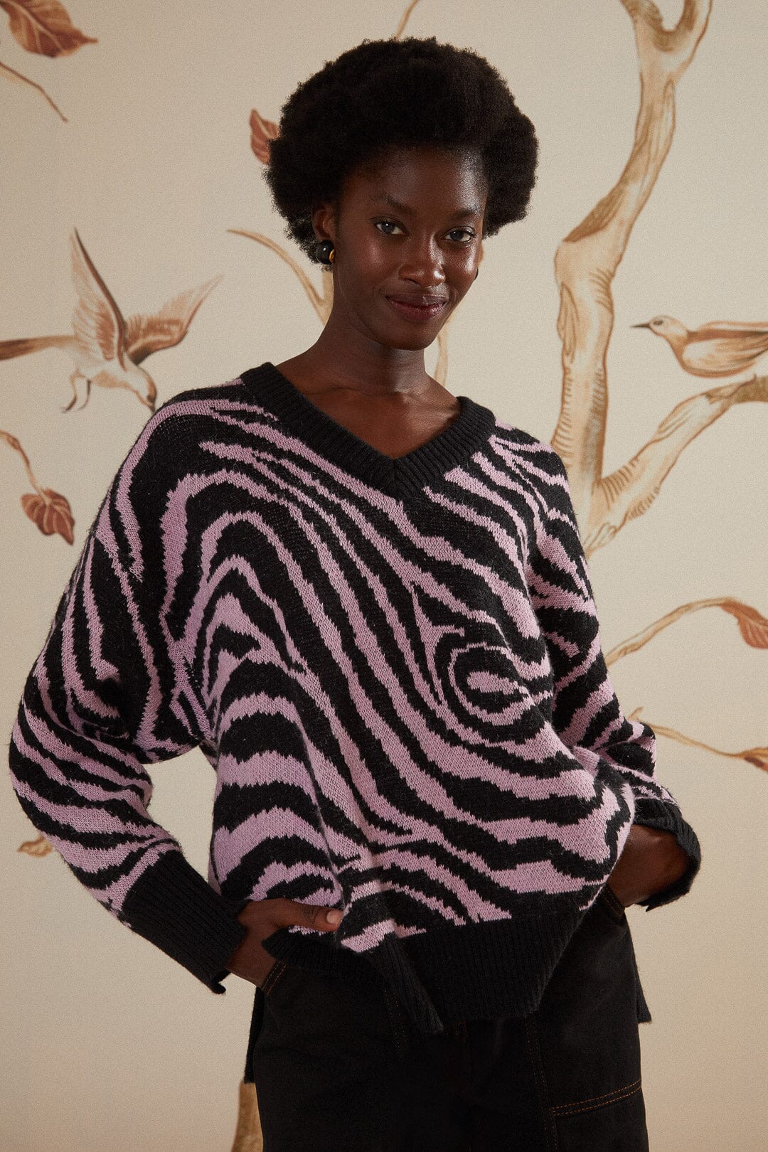 Pull en tricot à motif peau de zèbre