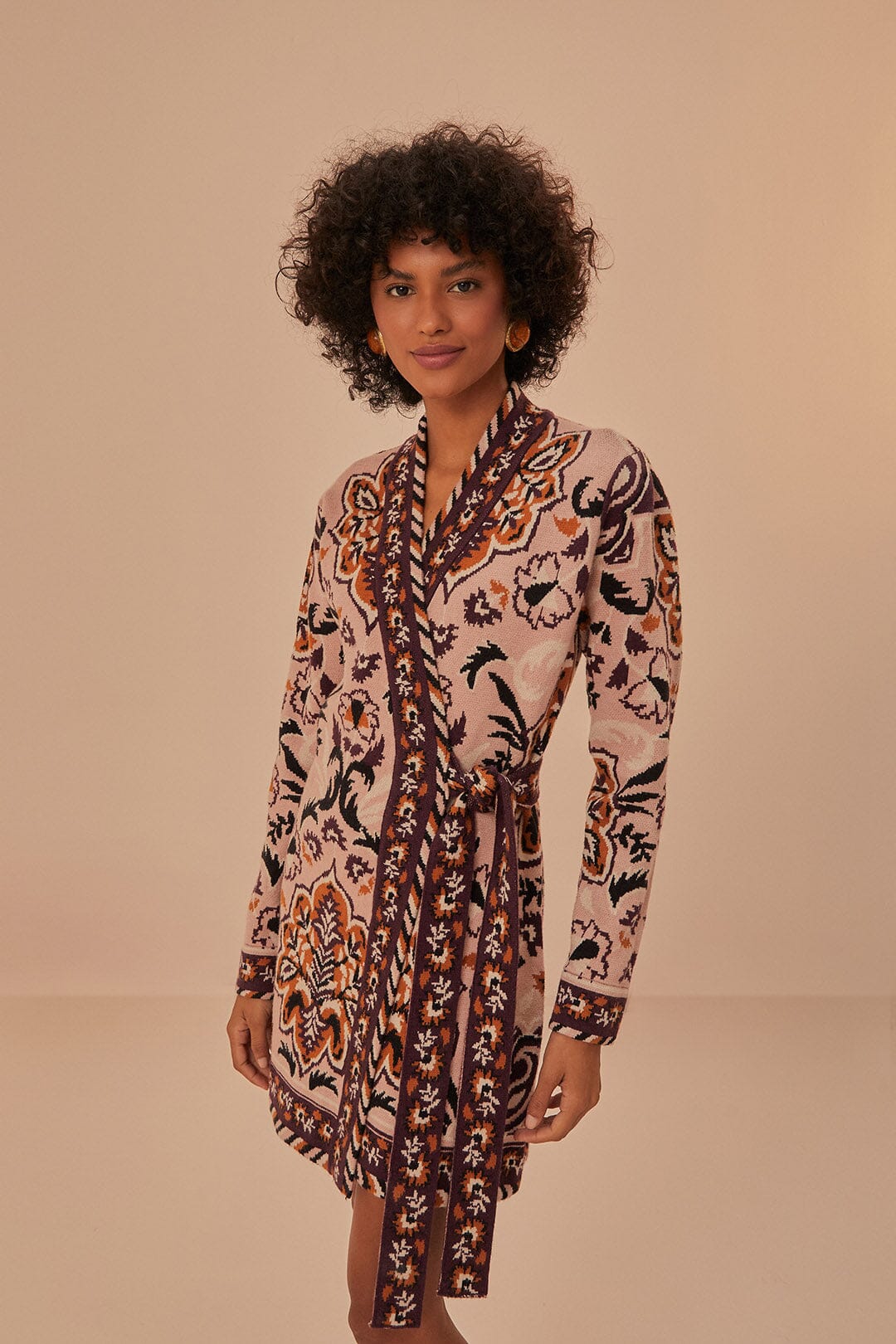 Robe cache-cœur en tricot à motif tapisserie glamour