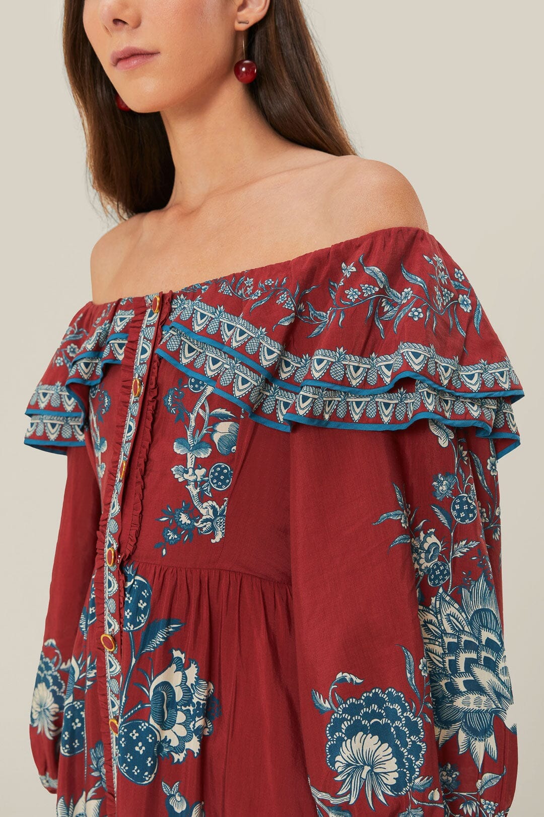 red floral off the shoulder maxi dress Sample Perfee Floral Off-Shoulder Smocked Midi Dress
