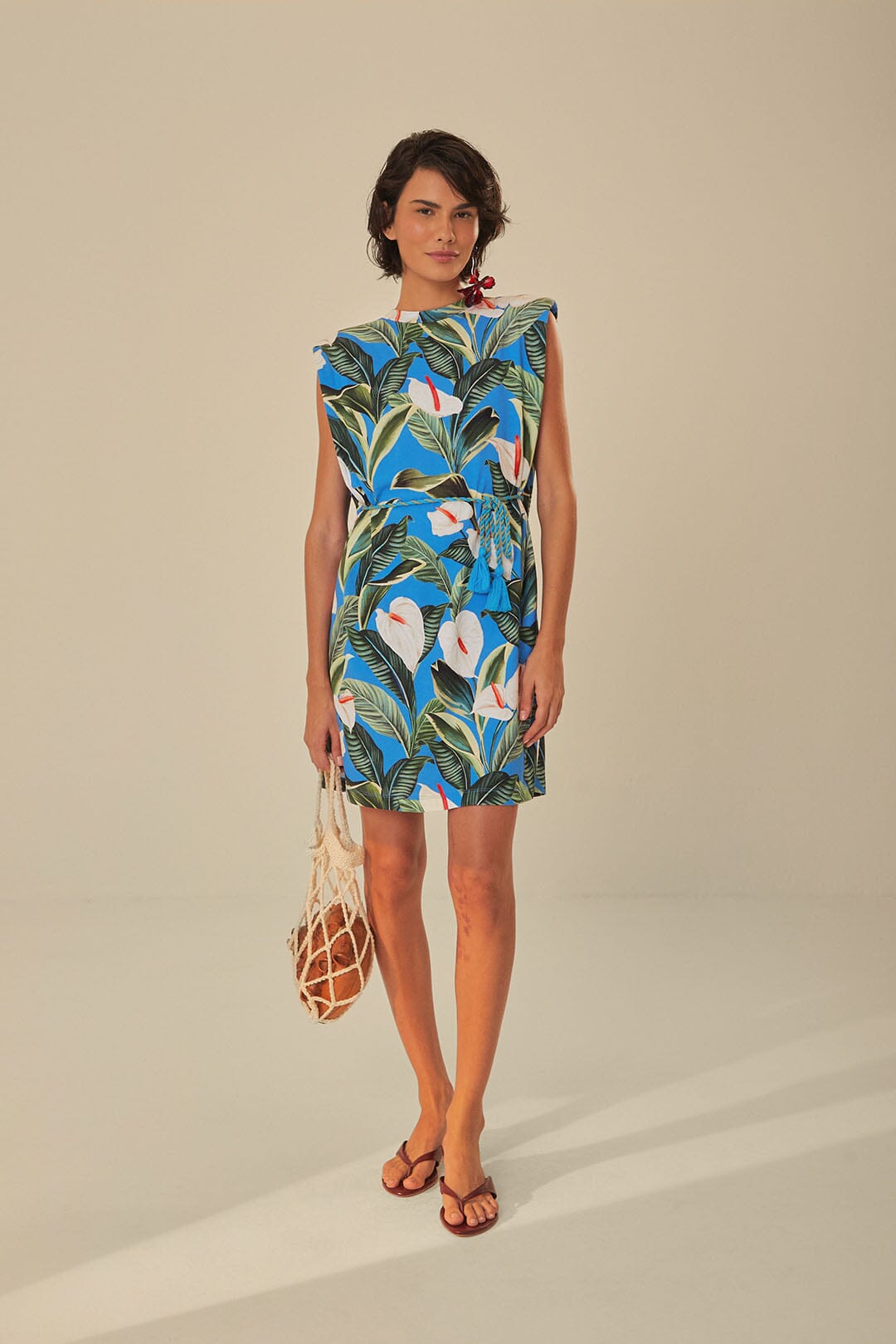 Blue Anthurium Garden Mini T-Shirt Dress FARM Rio Blue Anthurium Garden Mini T-Shirt Dress FARM Rio