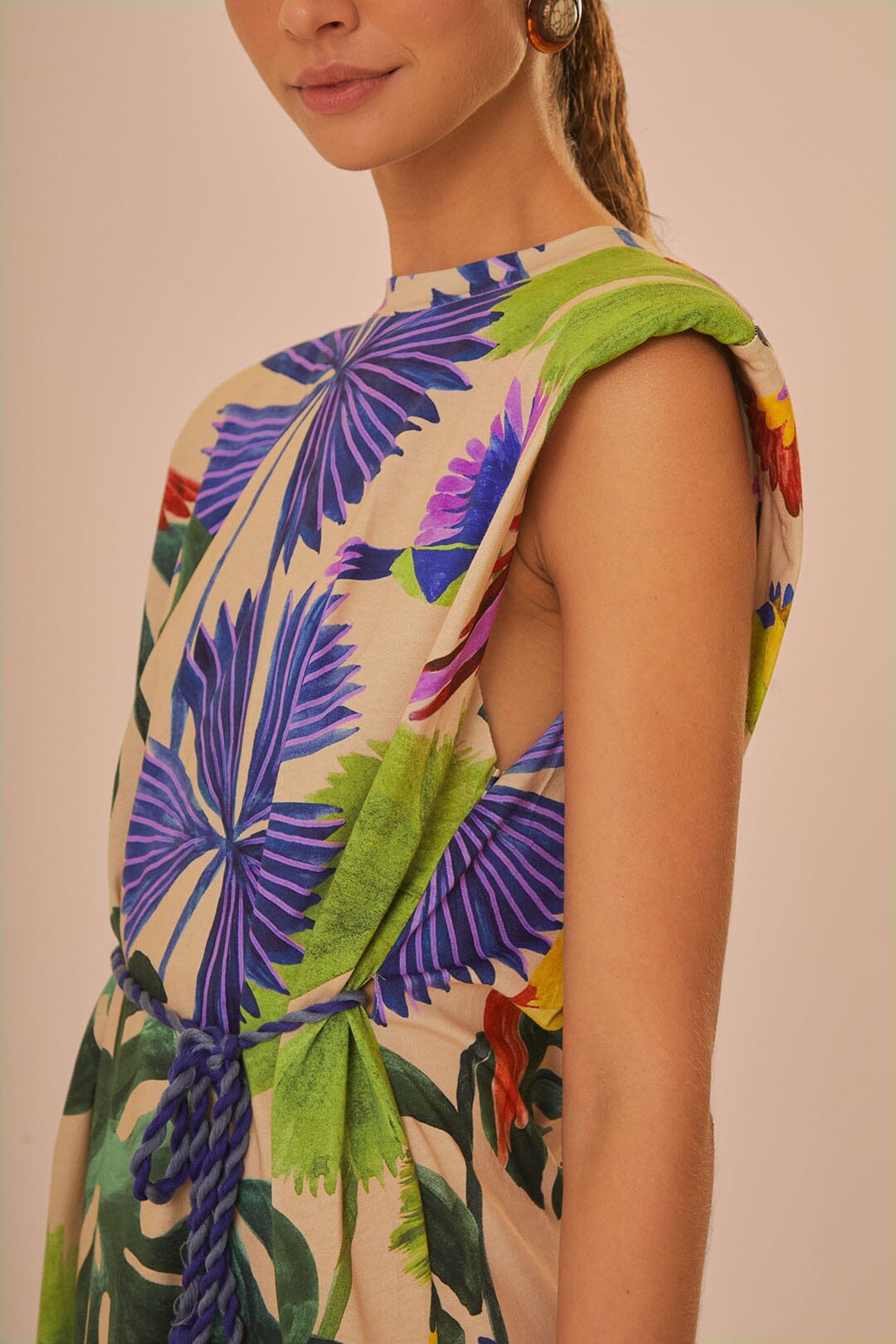 Sand Macaw Jungle Organic Cotton T-Shirt Dress FARM Rio Sand Macaw Jungle Organic Cotton T-Shirt Dress FARM Rio