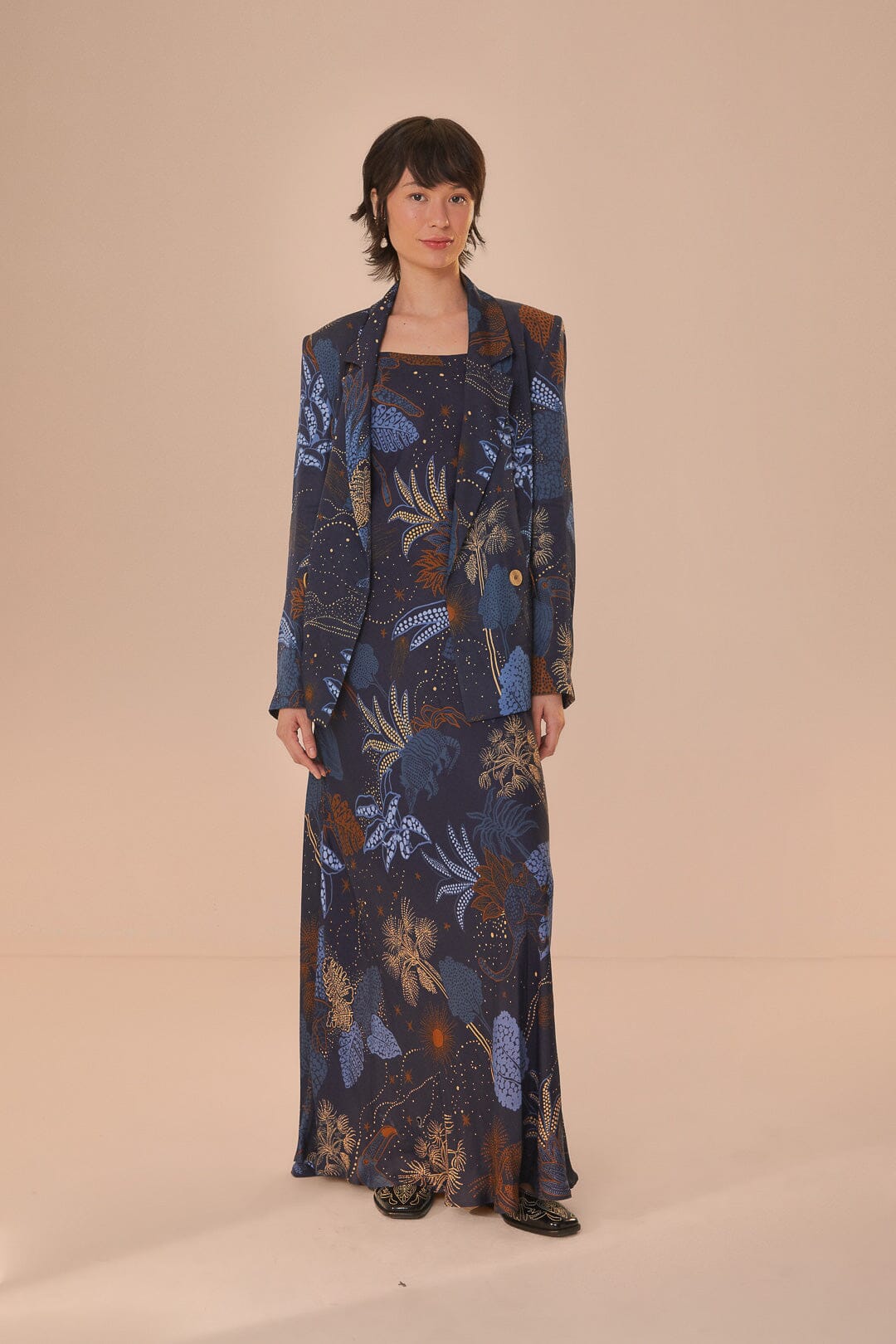 Robe nuisette bleu marine Night Jungle