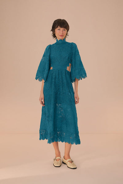 open lace back dress Green Guipire Cut-Out Midi Dress – FARM Rio